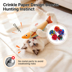 Potaroma poisson-saury-jouet-chat-bruit-crissant stimule l interaction.