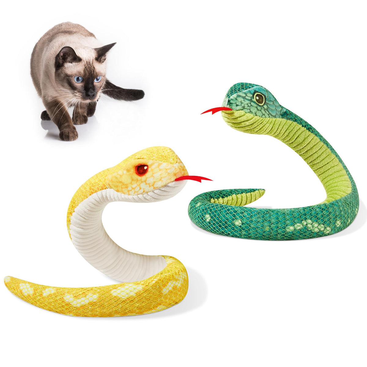 Jouet serpent Potaroma réaliste stimulant l’instinct de chasse du chat.