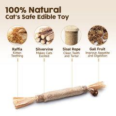 Bâton Potaroma silvervine avec sisal, idéal pour l'exercice et le nettoyage.