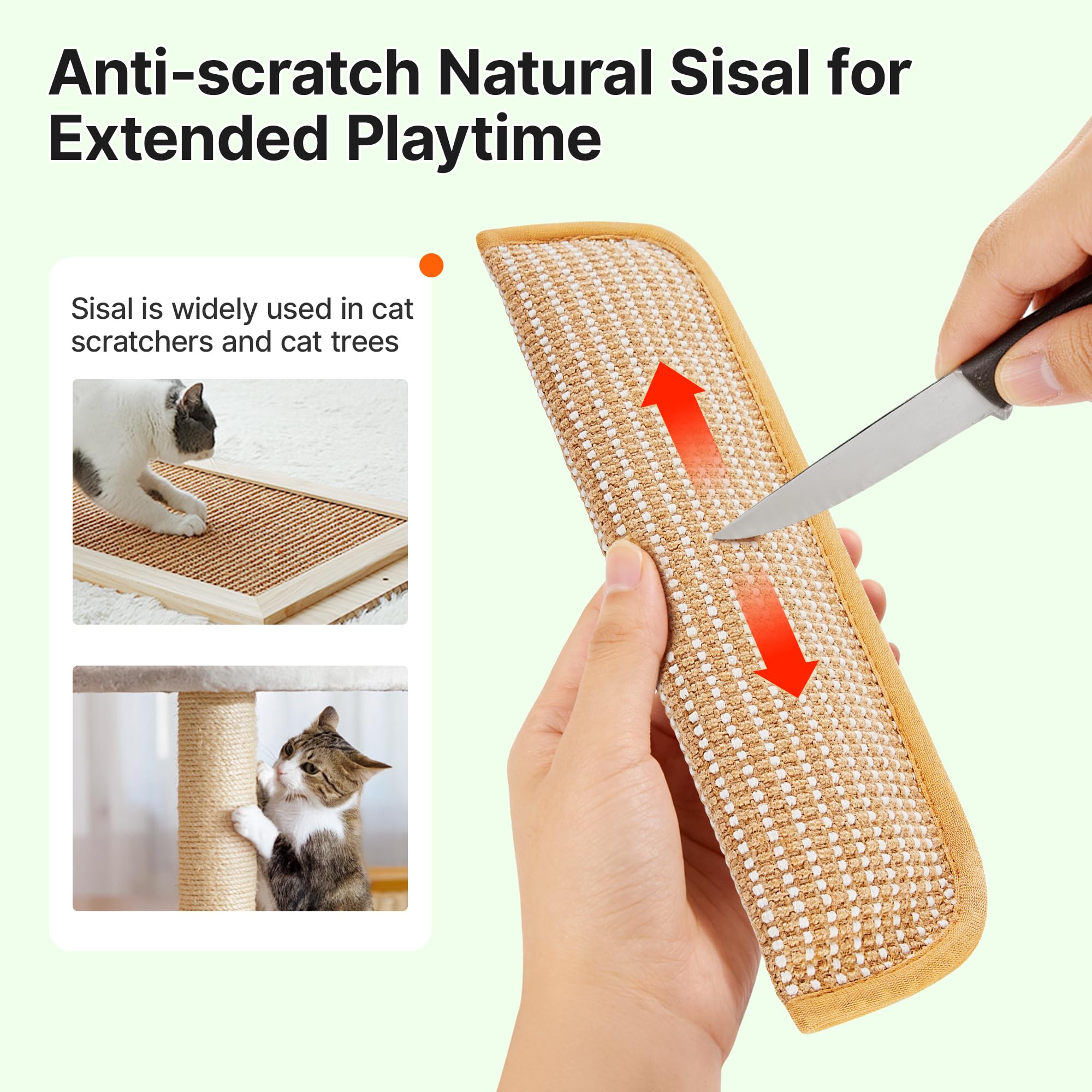 Potaroma tissage sisal sans pelage: texture résistante idéale pour mâchoires et jeu