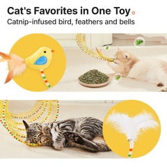 Potaroma jouet chat avec plumes et clochette, divertissement durable