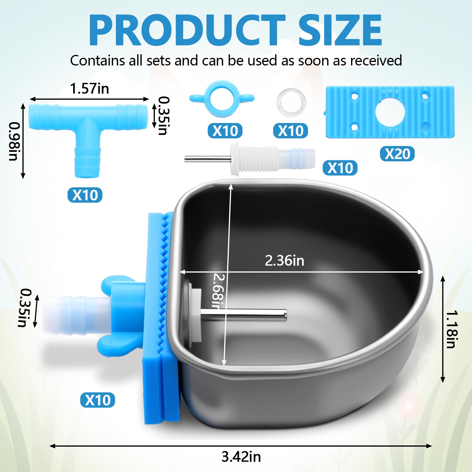 Potchen abreuvoir en acier inox 304 durable et résistant à la corrosion