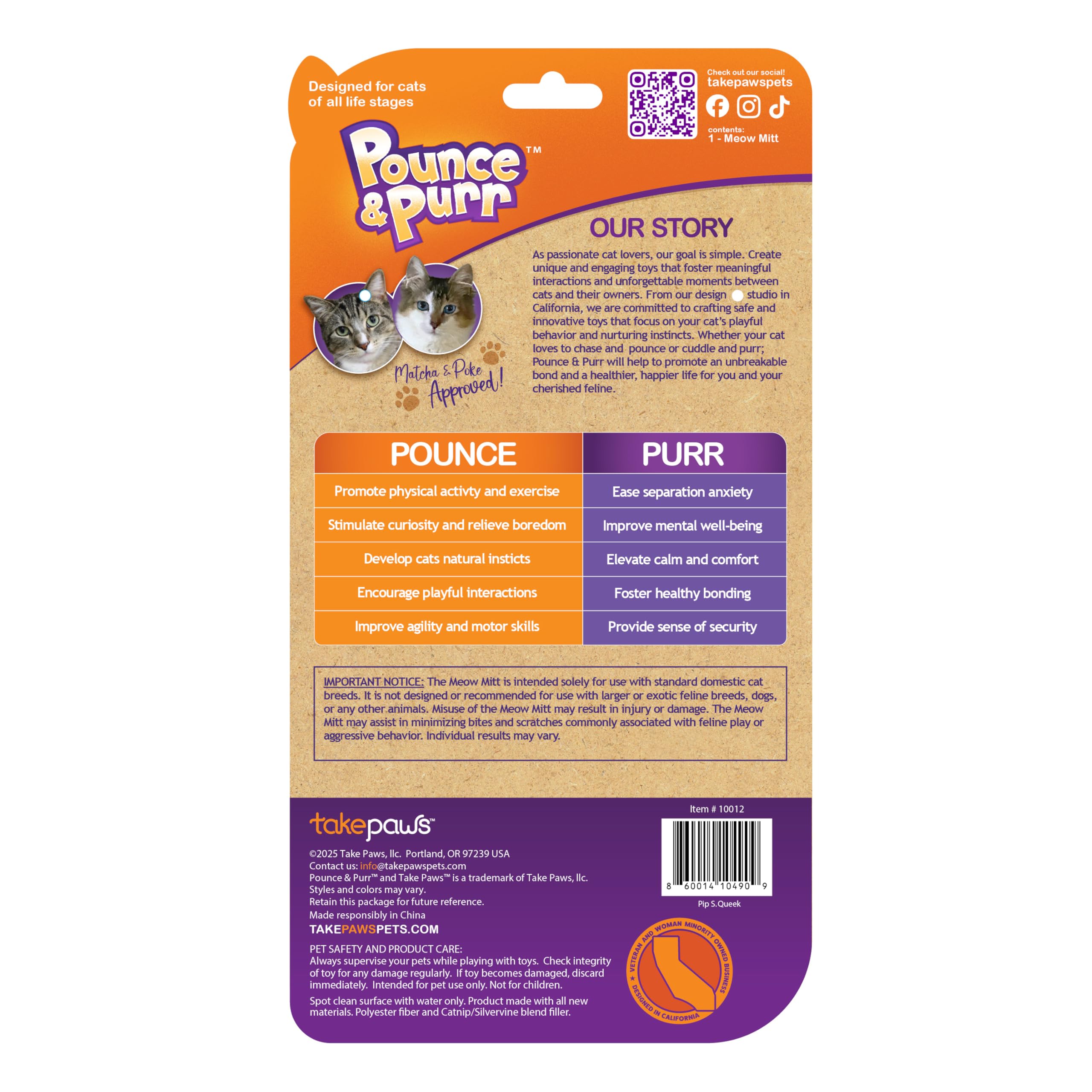 Usage quotidien avec le Meow Mitt pour chats et chatons