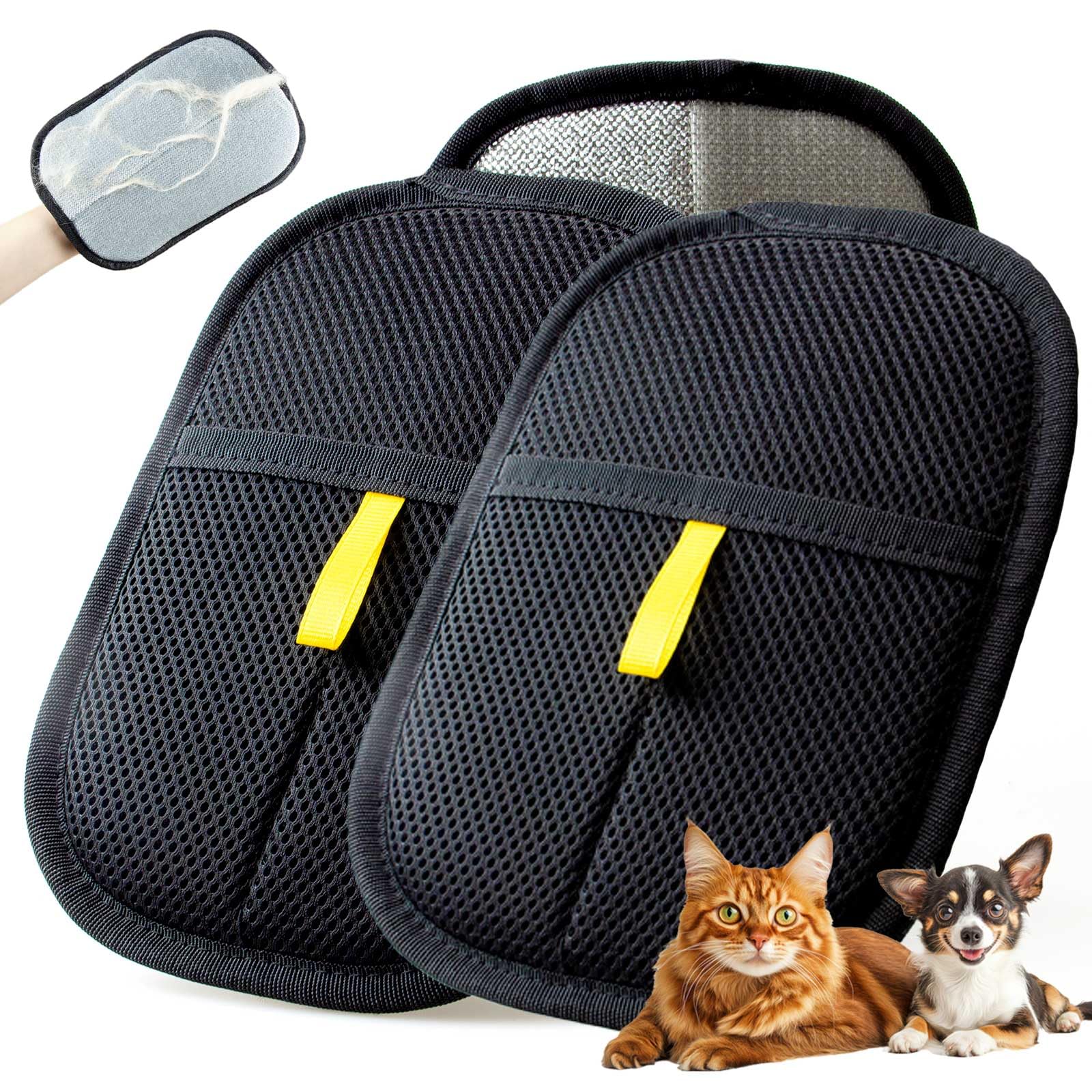 Gant POUPUA anti-poils pour chats et chiens sur canapé.