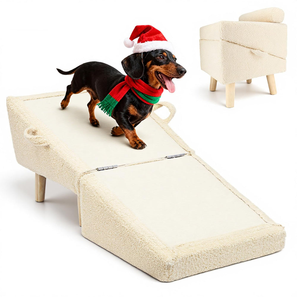 Powerful Xishan rampe en bois beige avec pente douce pour chiens et chats.