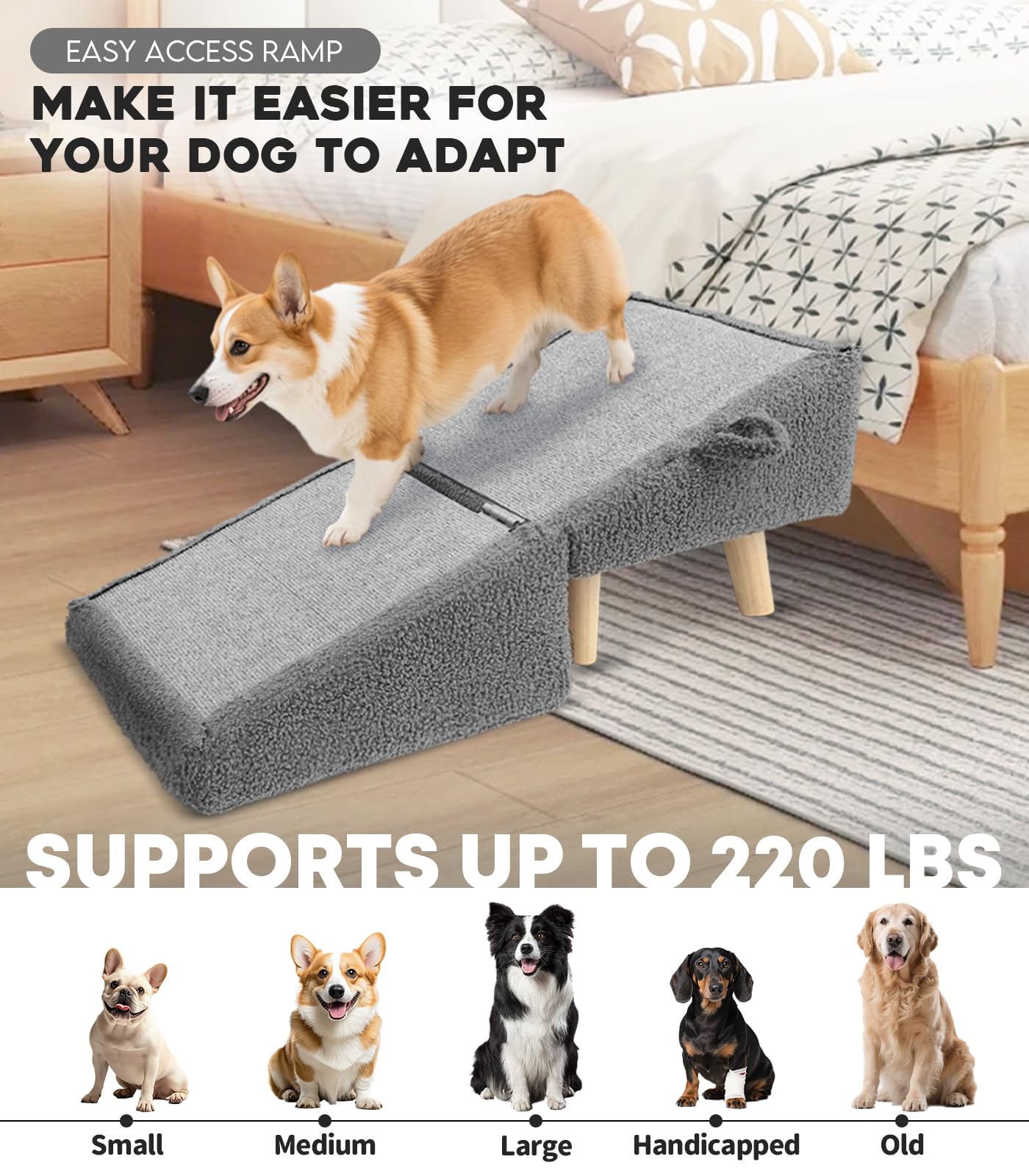Powerful Xishan rampe pliable avec ottoman, rangement pratique.