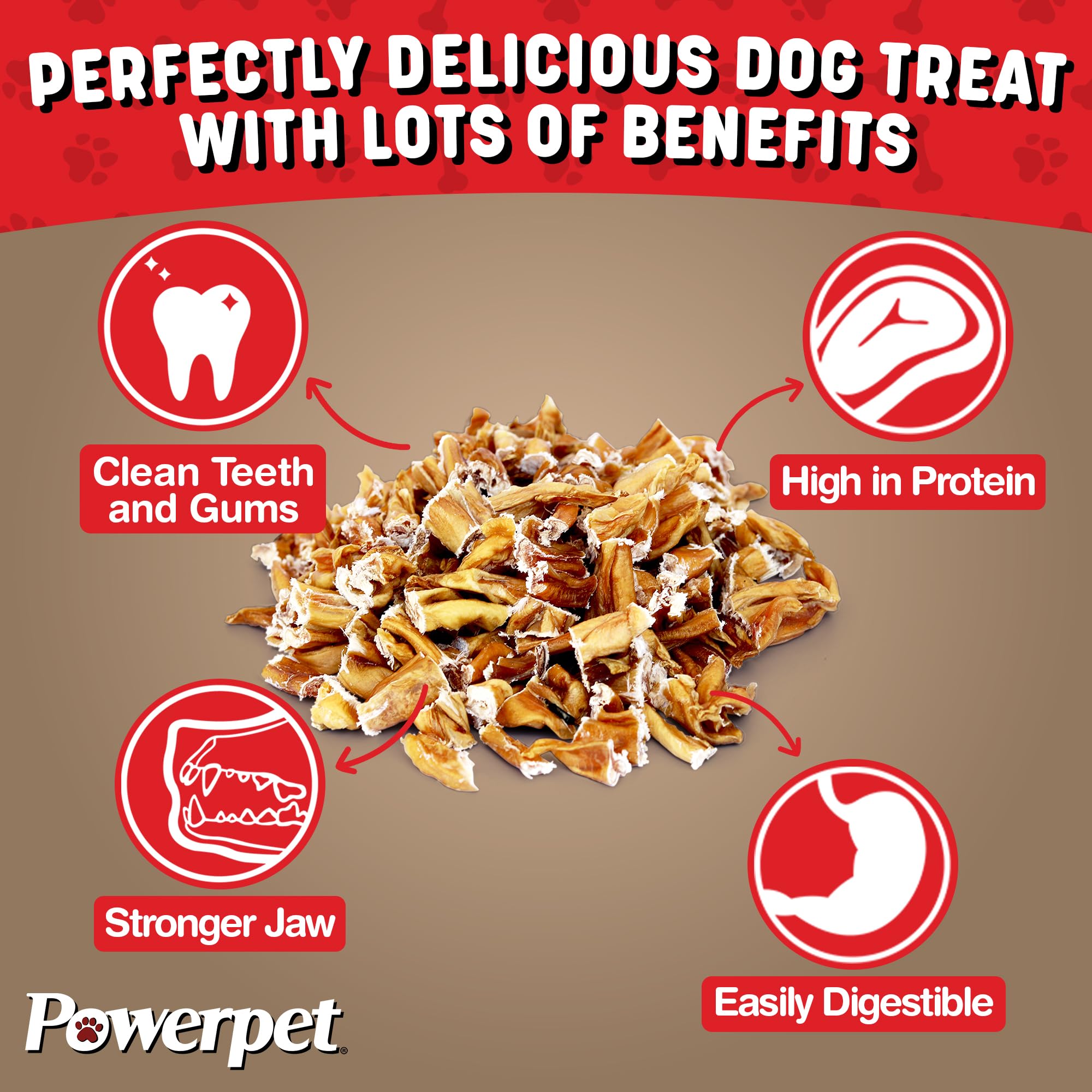 Powerpet Morceaux bâton à mâcher texture ferme pour mastication soutenue.