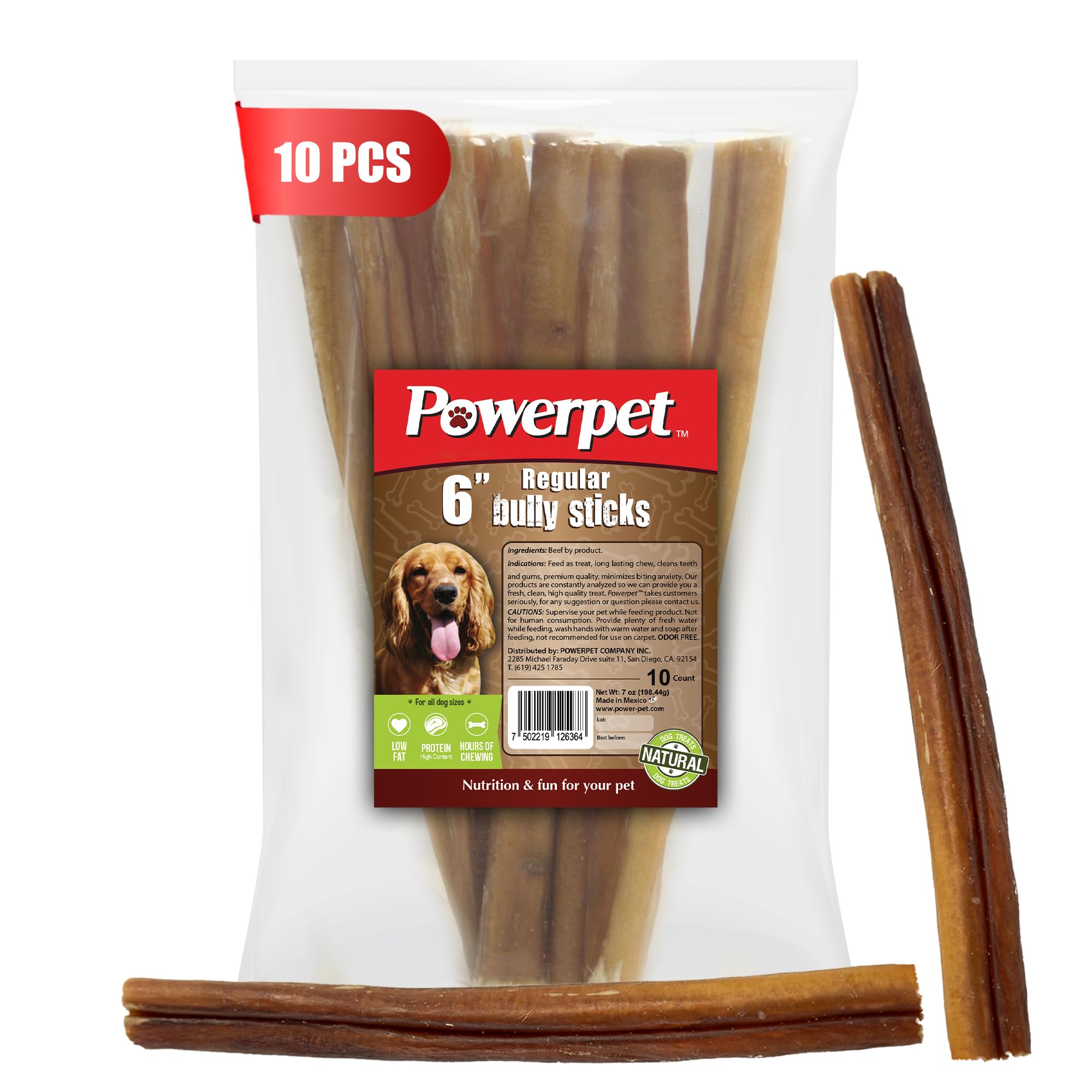 Powerpet bâtonnet bully naturel à 100% protéine, texture rassasiante pour chiens actifs.