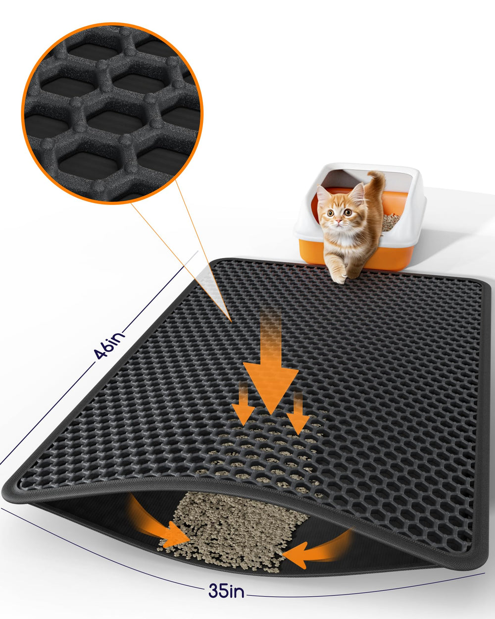 Powools tapis litière anti-dérapant, reste en place et limite les éclaboussures.