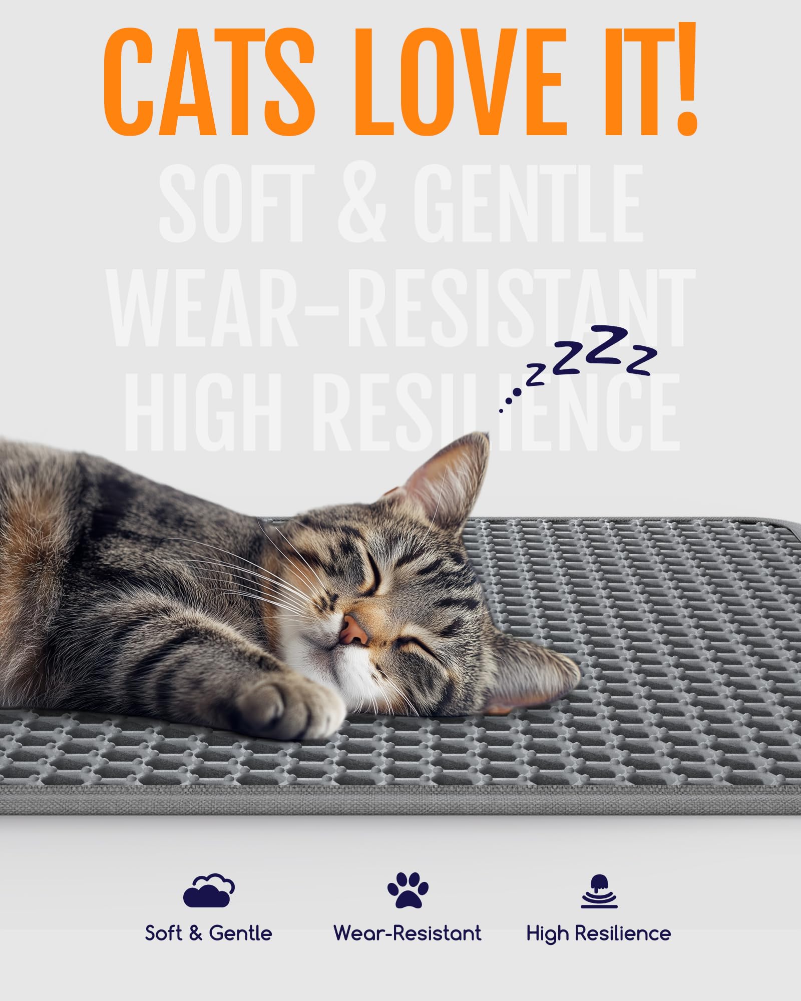 Powools Tapis Litière Chat, base recueille efficacement la litière tombée.