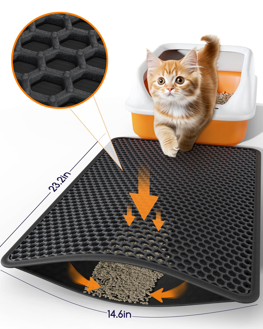 Powools tapis-litière-chat-double-couche-bas: dessous anti-glisse et facile à nettoyer