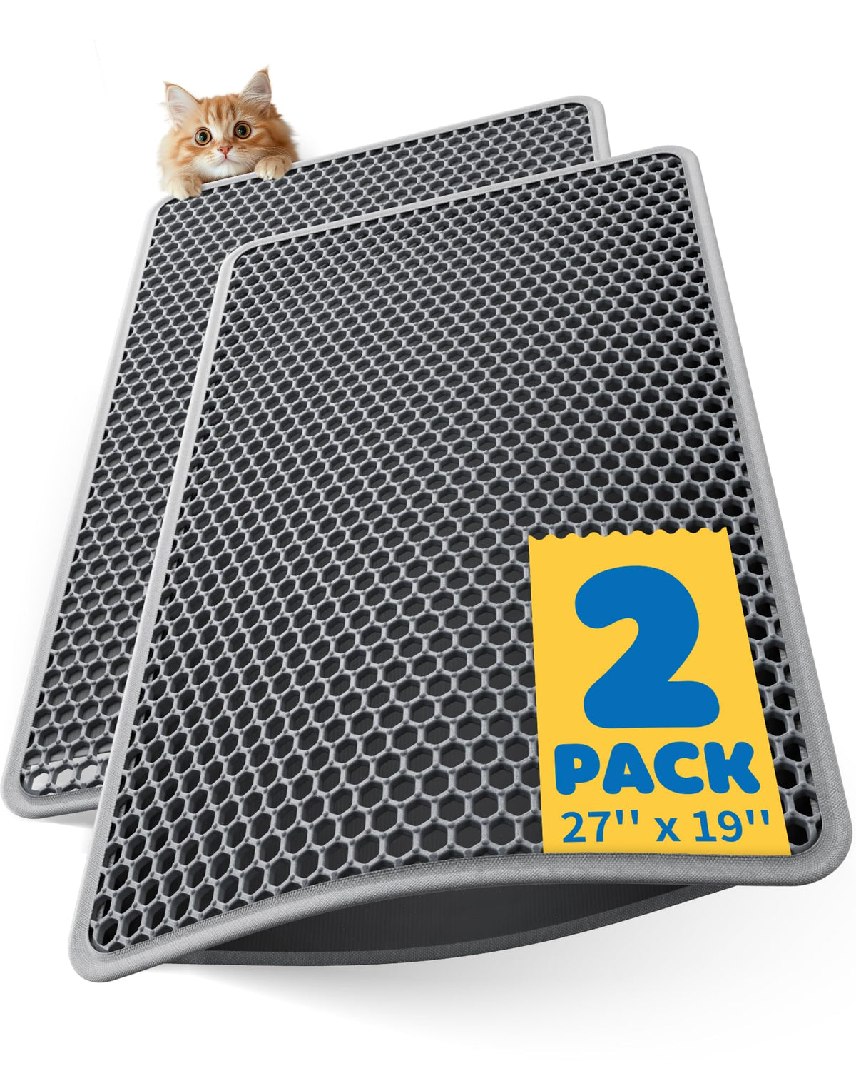 Powools tapis-litiere chat double-couche: retient les grains et protège le sol.