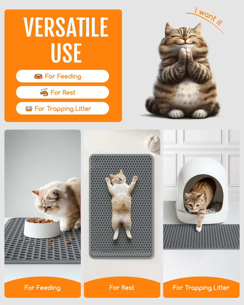 Powools Tapis Litière Chat, nettoyage rapide et pratique après l’utilisation.