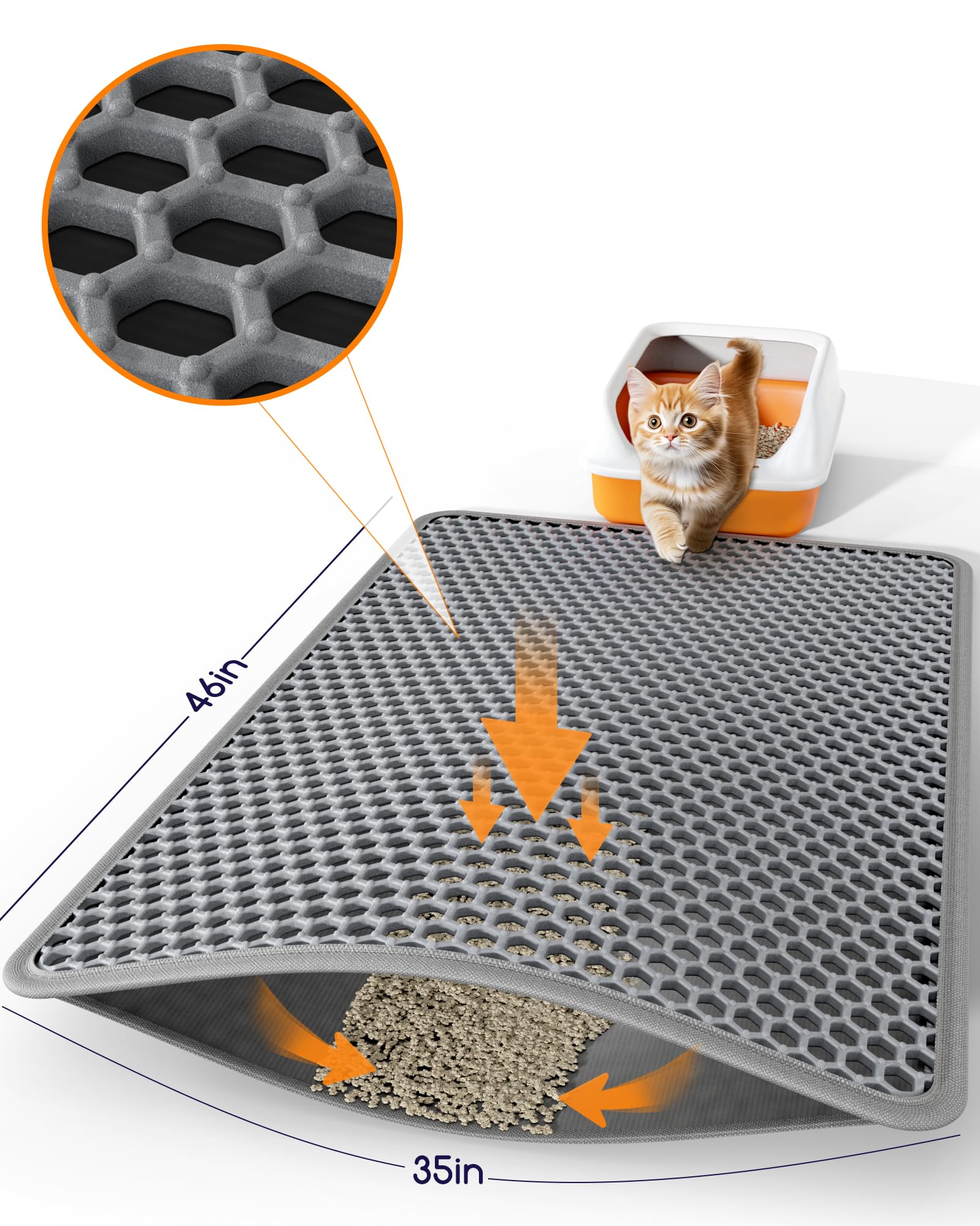 Powools Tapis-litiere chat top honeycomb, alvéoles efficaces pour retenir les grains.