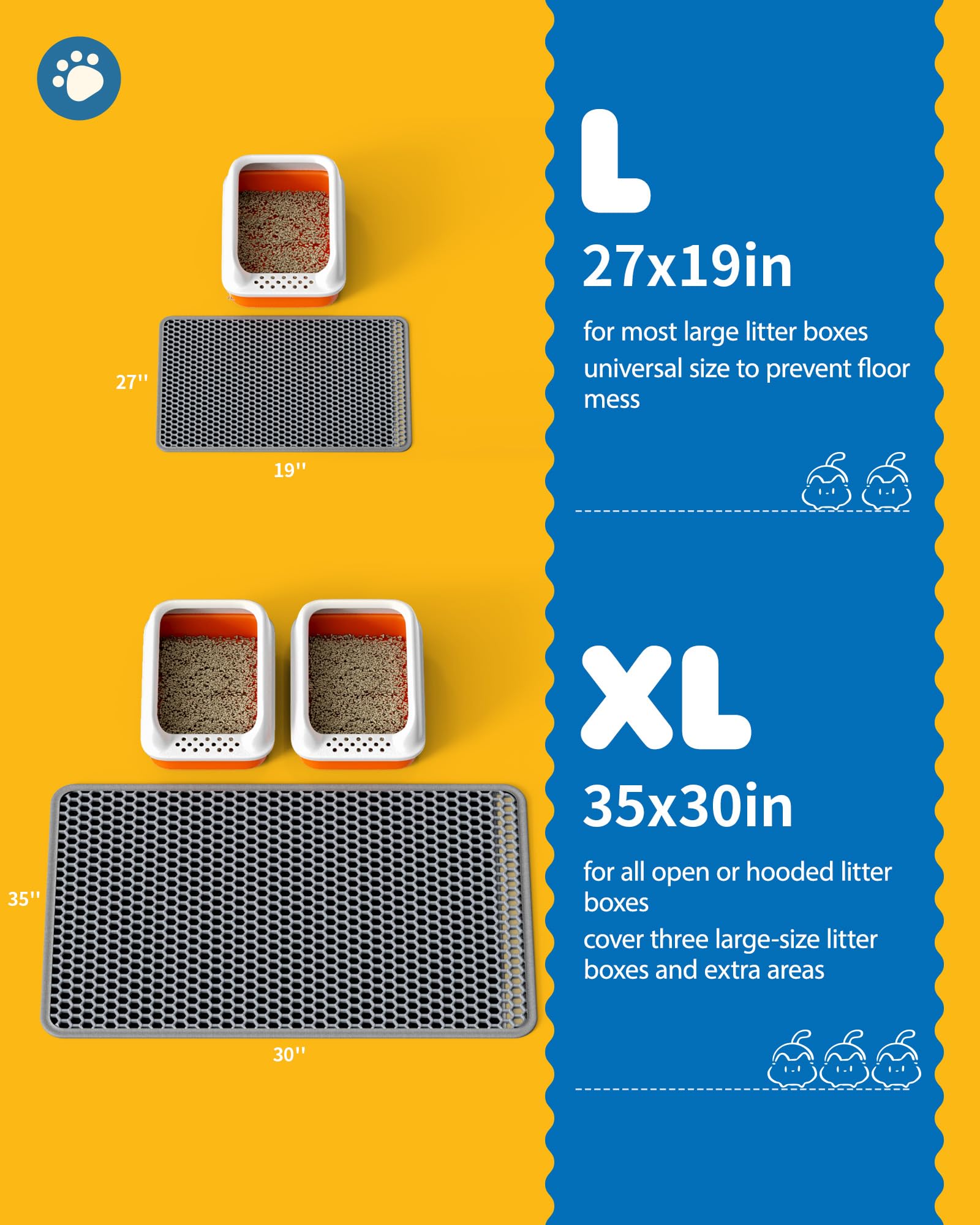 Powools tapis-litiere hexagone-haut: capture les grains et facilite le nettoyage.
