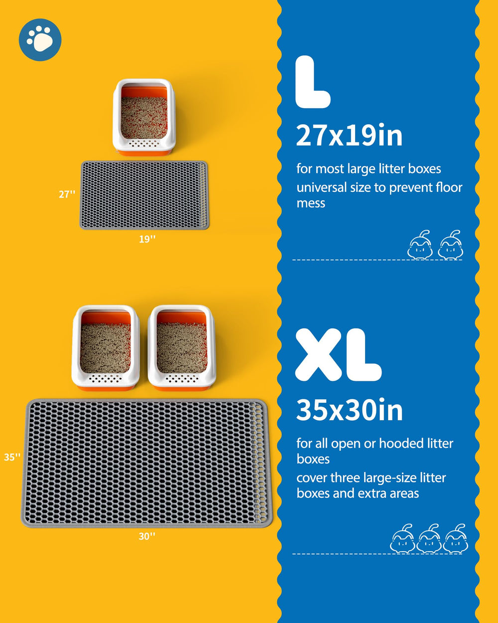 Powools tapis-litiere hexagone-haut: capture les grains et facilite le nettoyage.