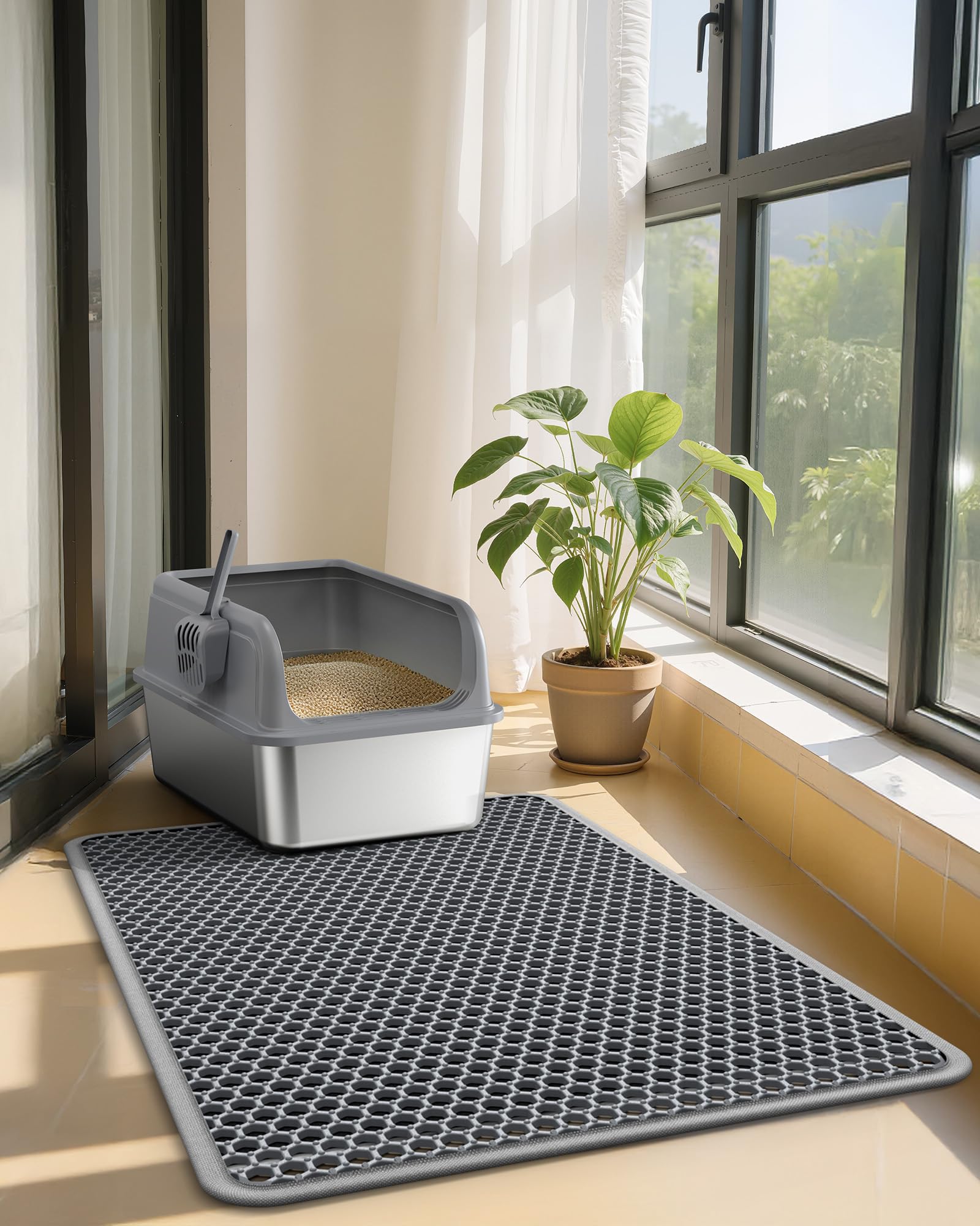 Powools tapis-litiere usage-divers: ideal sous bol et pres de la litiere.