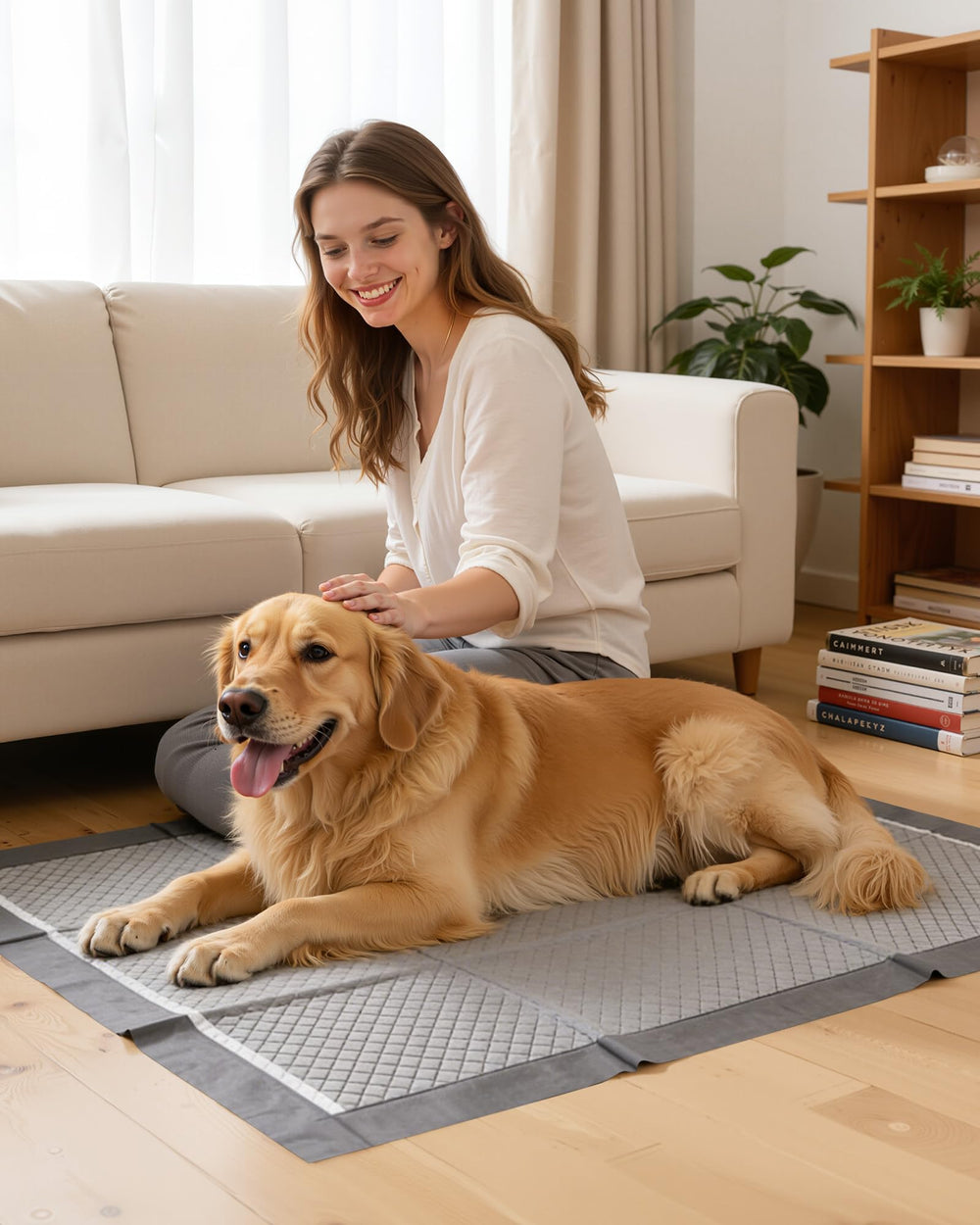 Powools Nettoyage Facile Tapis Chiots prêt à être changé.