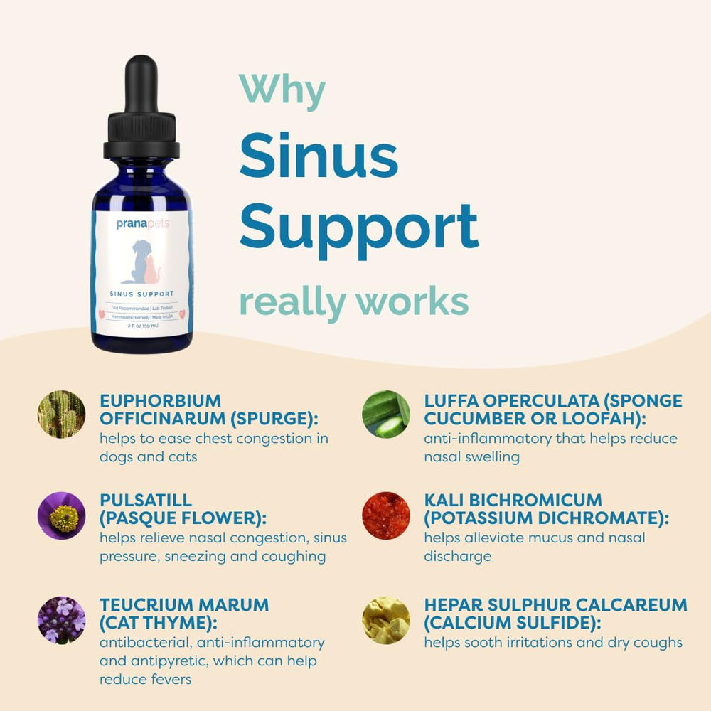 PranaPets Sinus Support – flacon-sinus: solution fiable pour une respiration plus fluide.