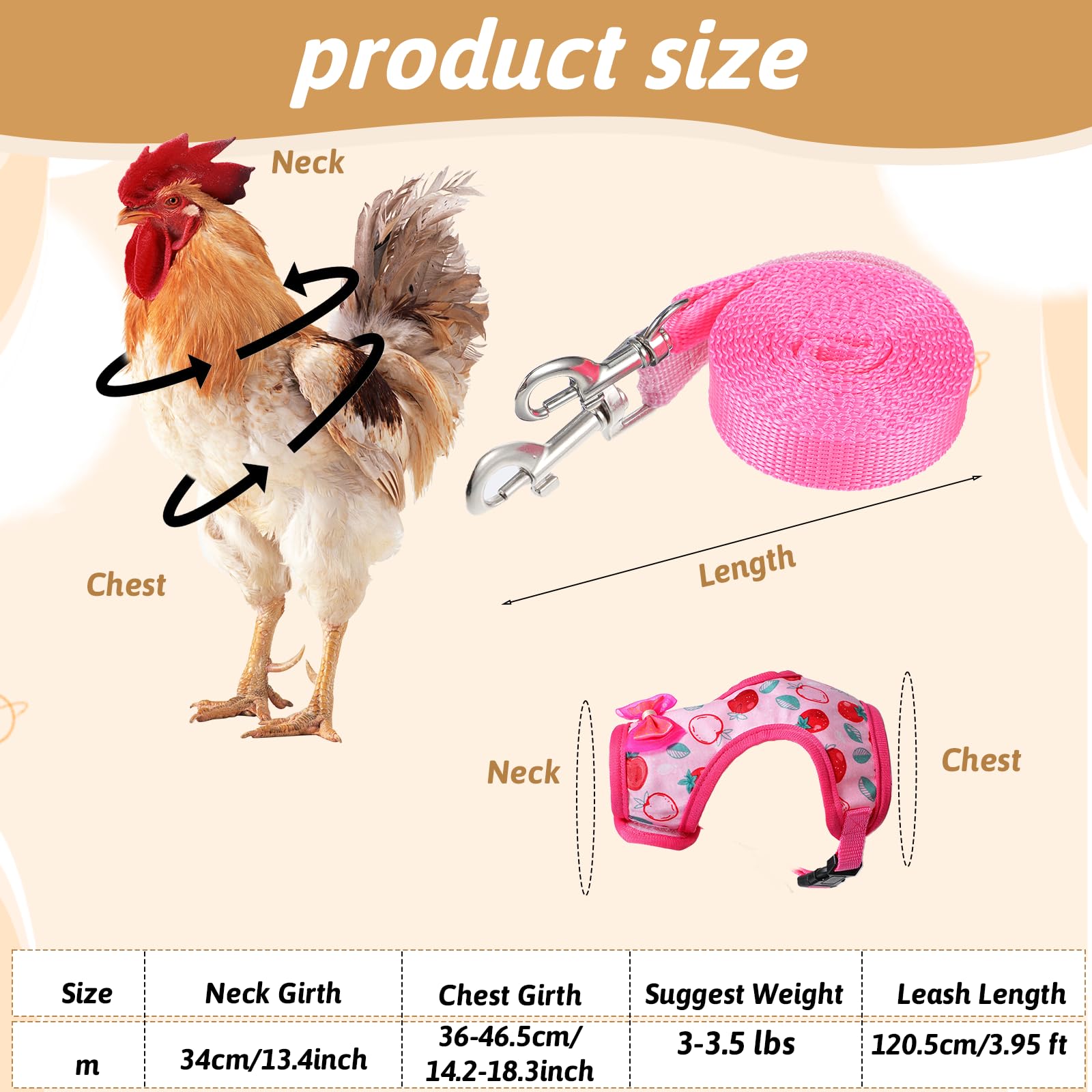 Laisse Prasacco de 125 cm pour poulet, pratique en promenade.
