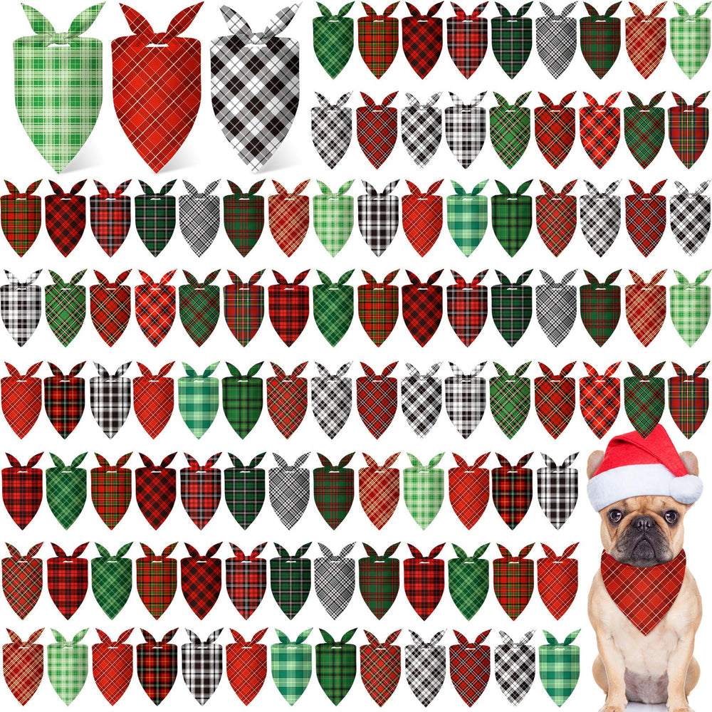 Bandanas Preboun pour chien plaid Noël, 200 pièces idéales pour fêtes et photos.