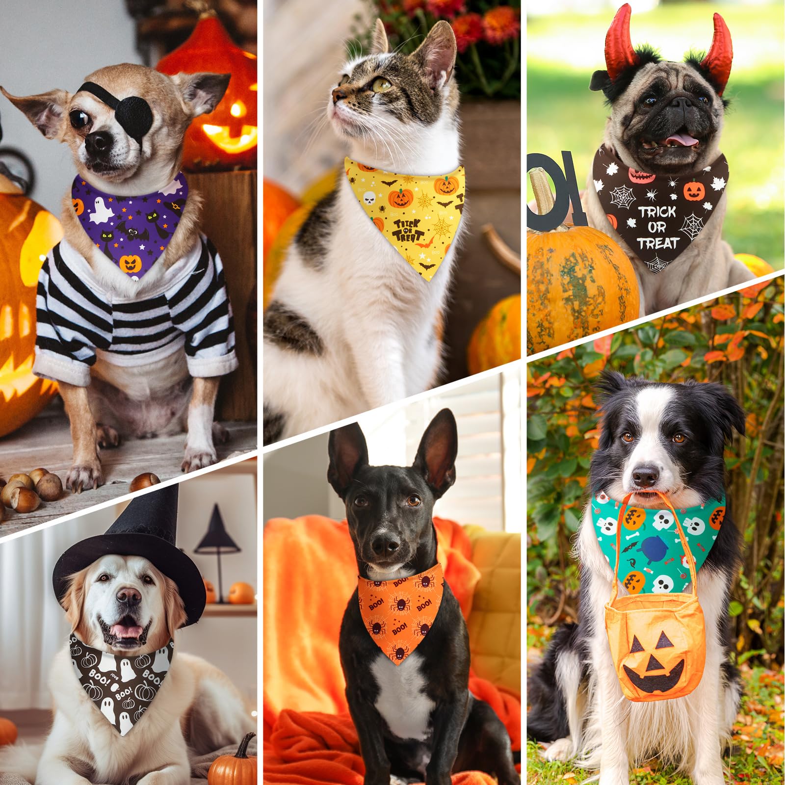Bandanas Preboun Halloween motifs variés, parfait pour varier les looks