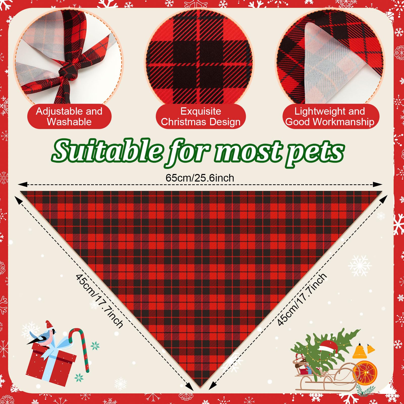 Bandanas Preboun pour chien, motifs plaid variés pour costumes.