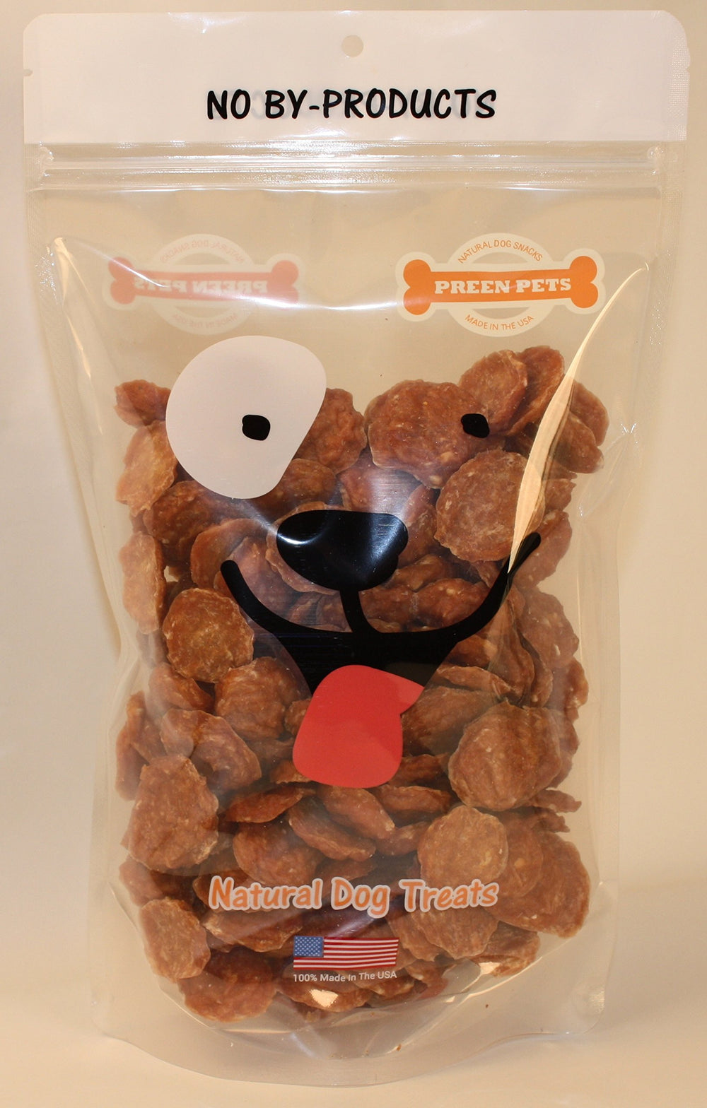 Preen Pets bouchées poulet emballage : friandise pratique pour l'entraînement.