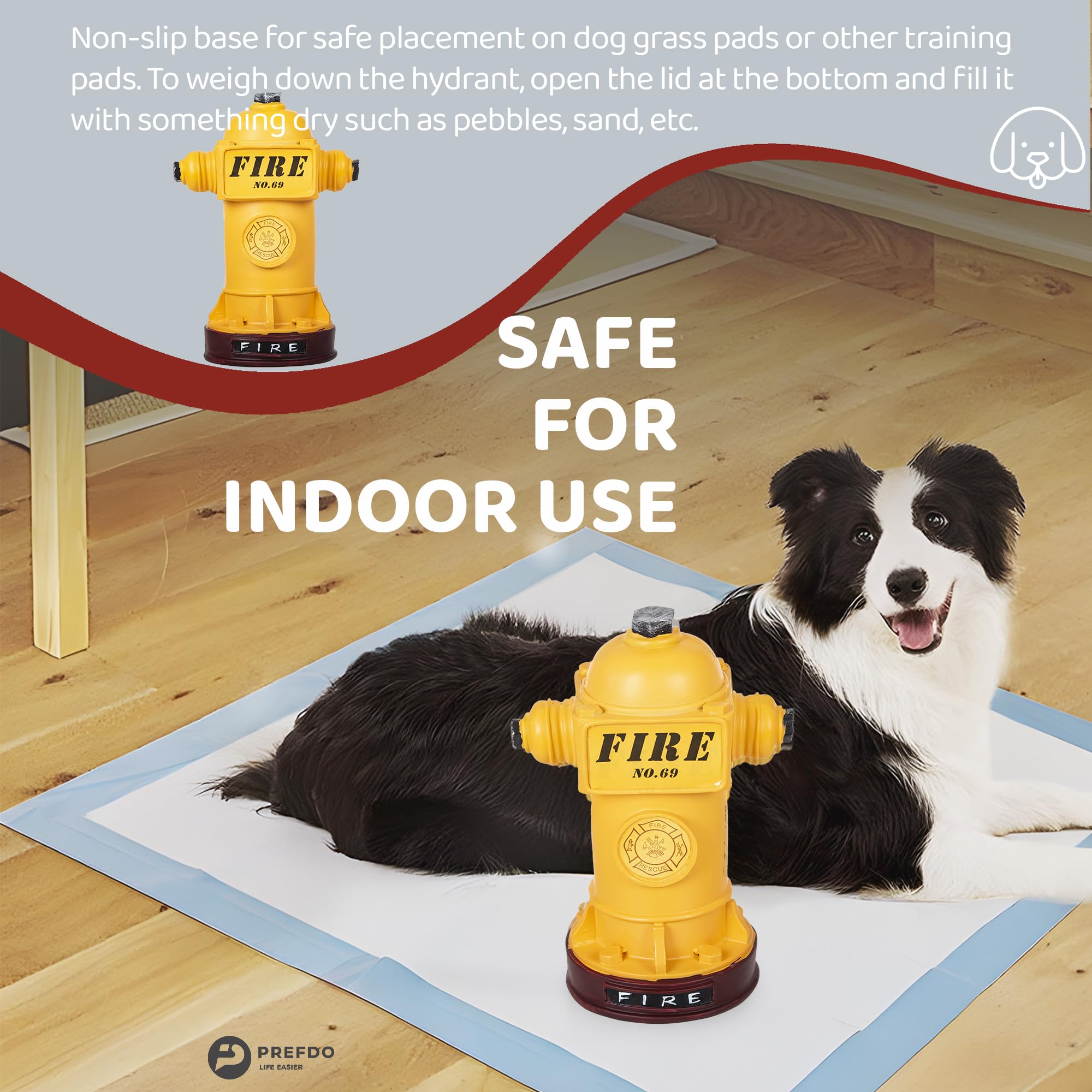 Prefdo Potty Fire Hydrant taille-mini: adapté aux petits chiens et déplacements faciles.