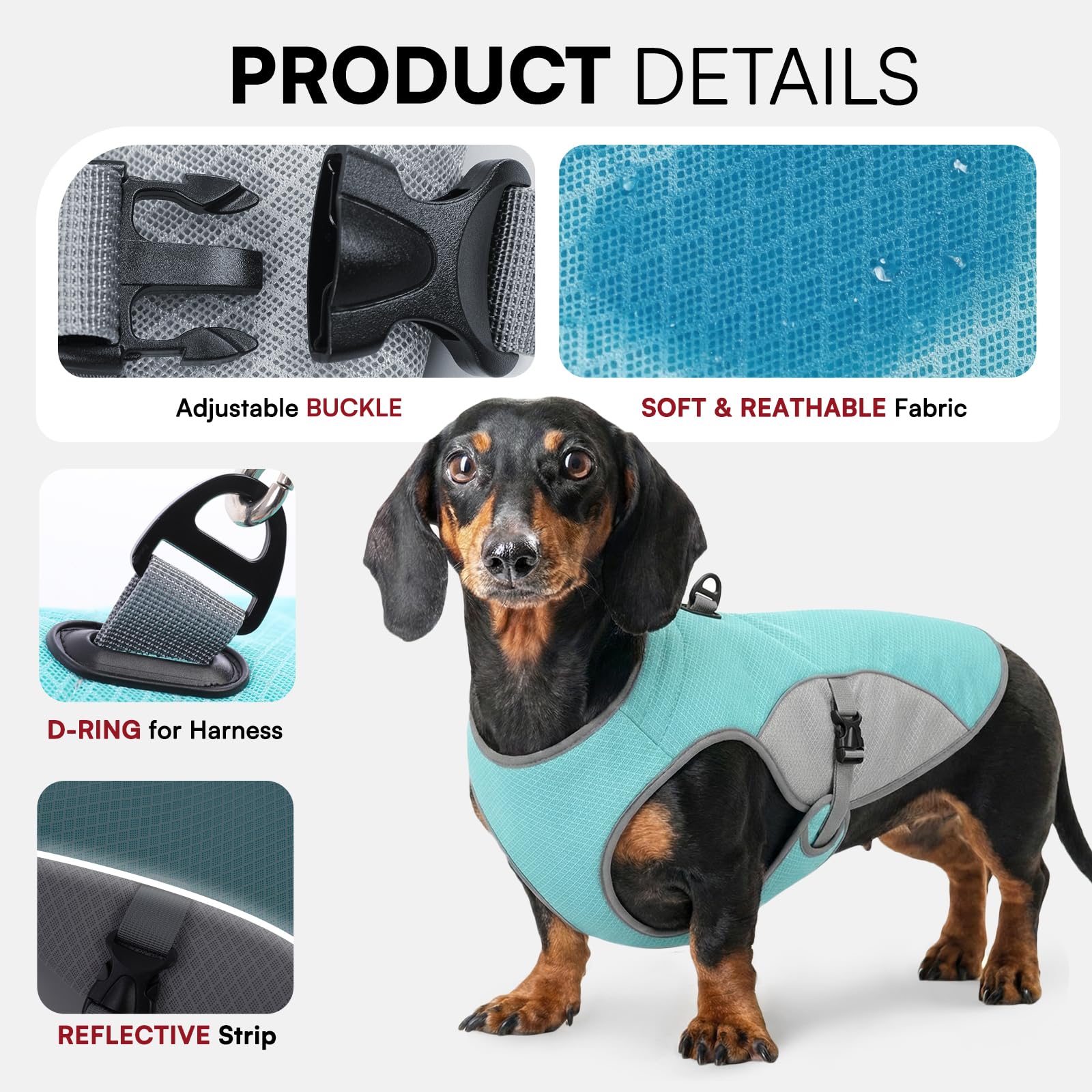 Preferhouse maillage respirant veste chien bleu taille XL, ventilation ideale pour les promenades.