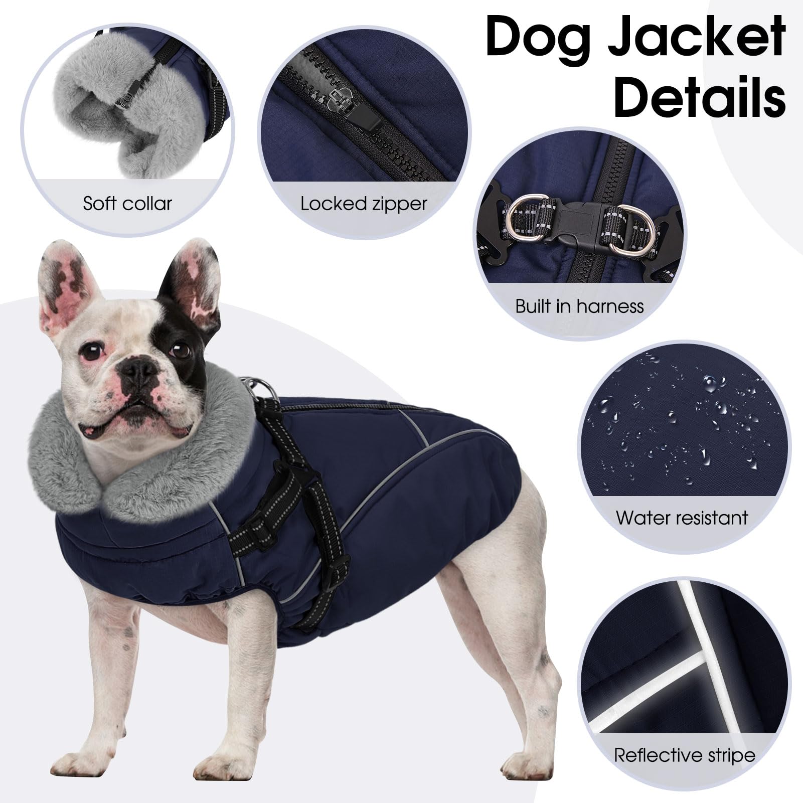 Manteau Preferhouse pour petit chien avec harnais intégré pour plus de sécurité.