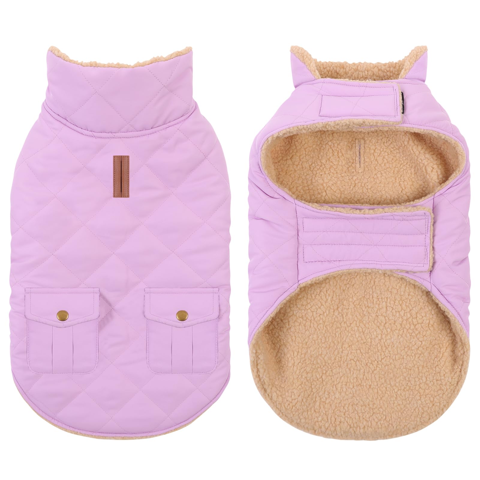 Design carreaux et uni du manteau d'hiver Preferhouse pour chien grande taille