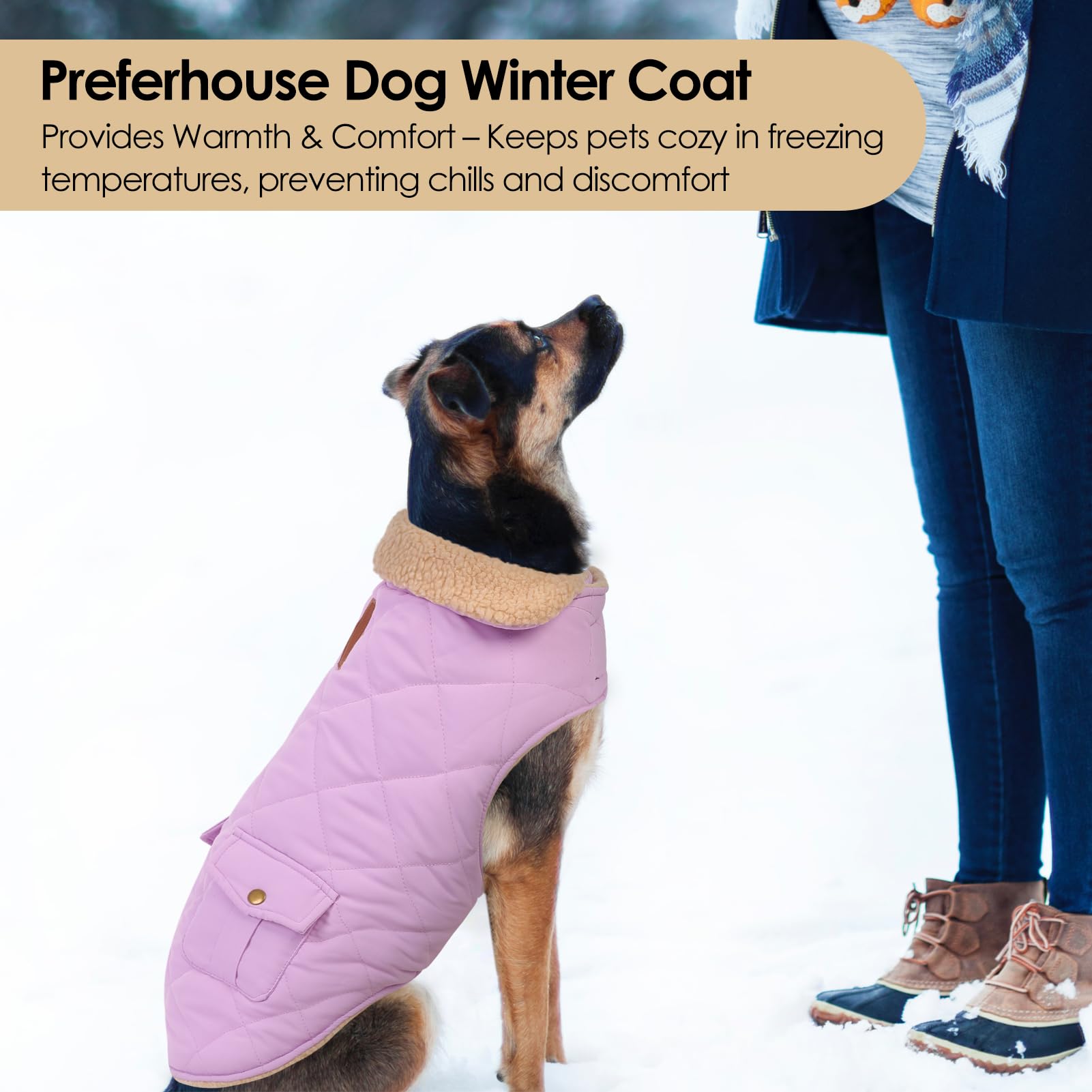 Fermeture auto-agrippante et trou harnais du manteau Preferhouse pour chien
