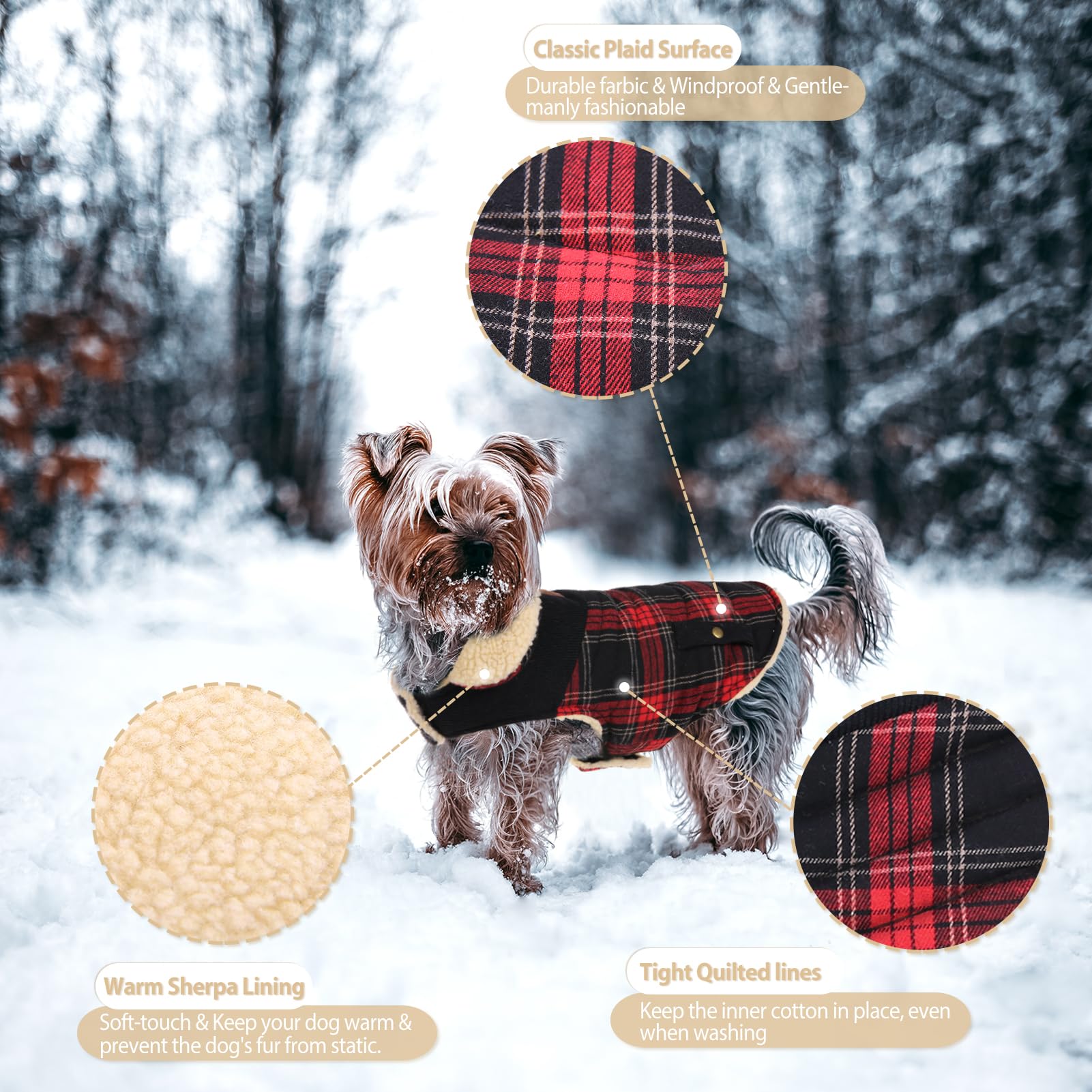 Manteau Preferhouse pour petit chien — motif carreaux intemporel.