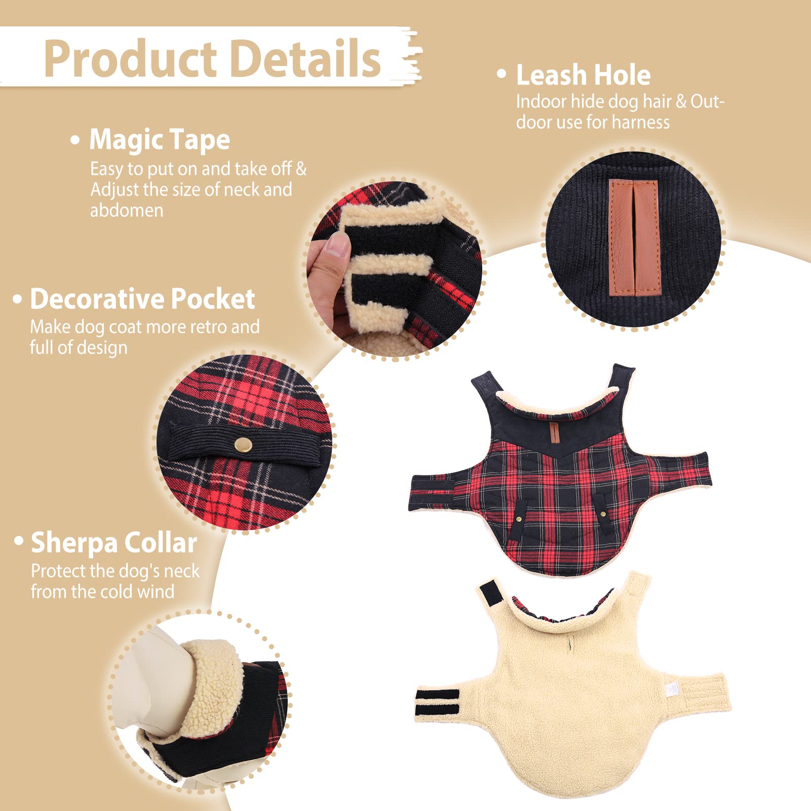 Intérieur en polaire du manteau Preferhouse pour petit chien — douceur premium.