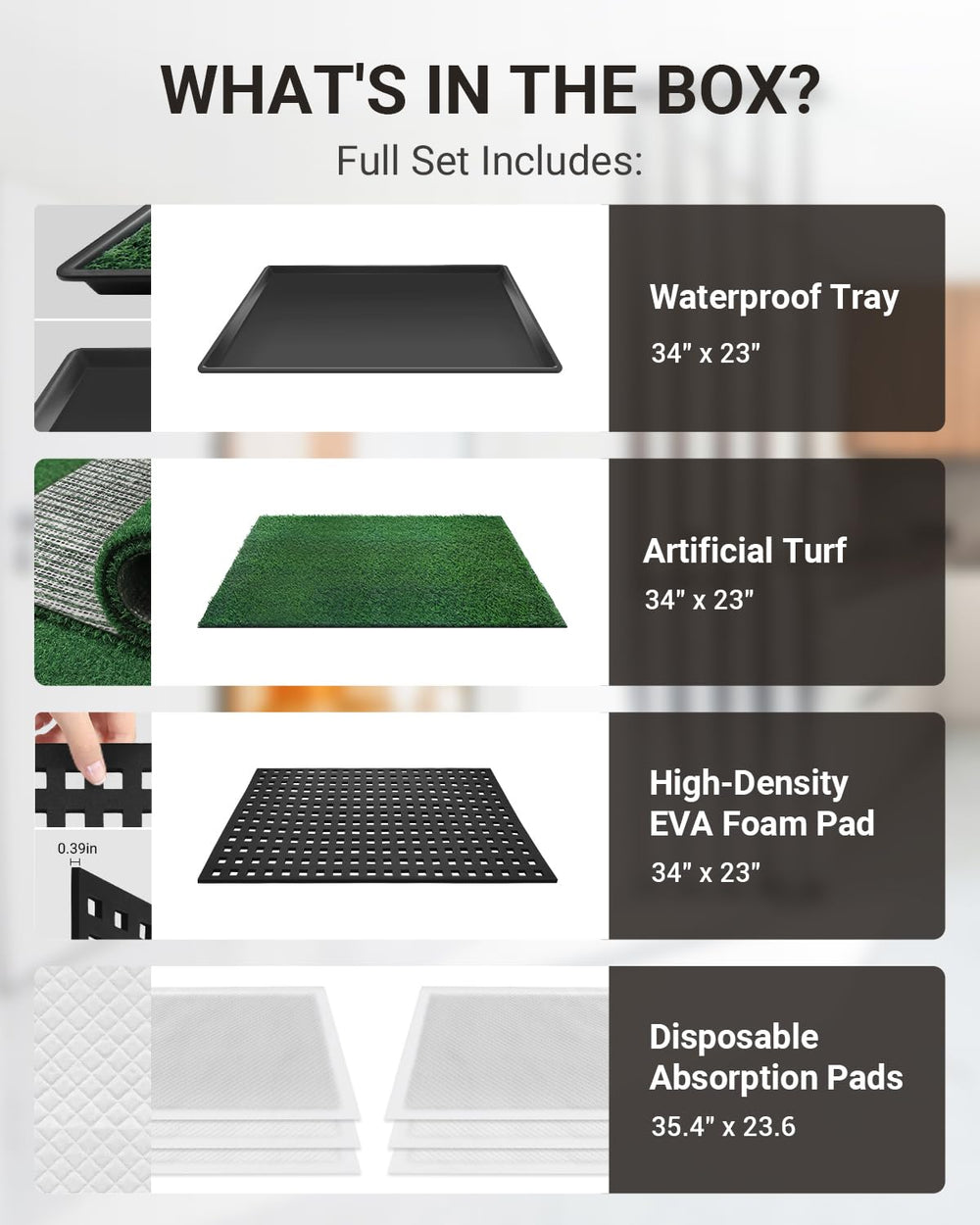 Premjin-tapis-herbe-chien-plateau-etanche: base résistante qui retient les liquides et garde l'espace sec.