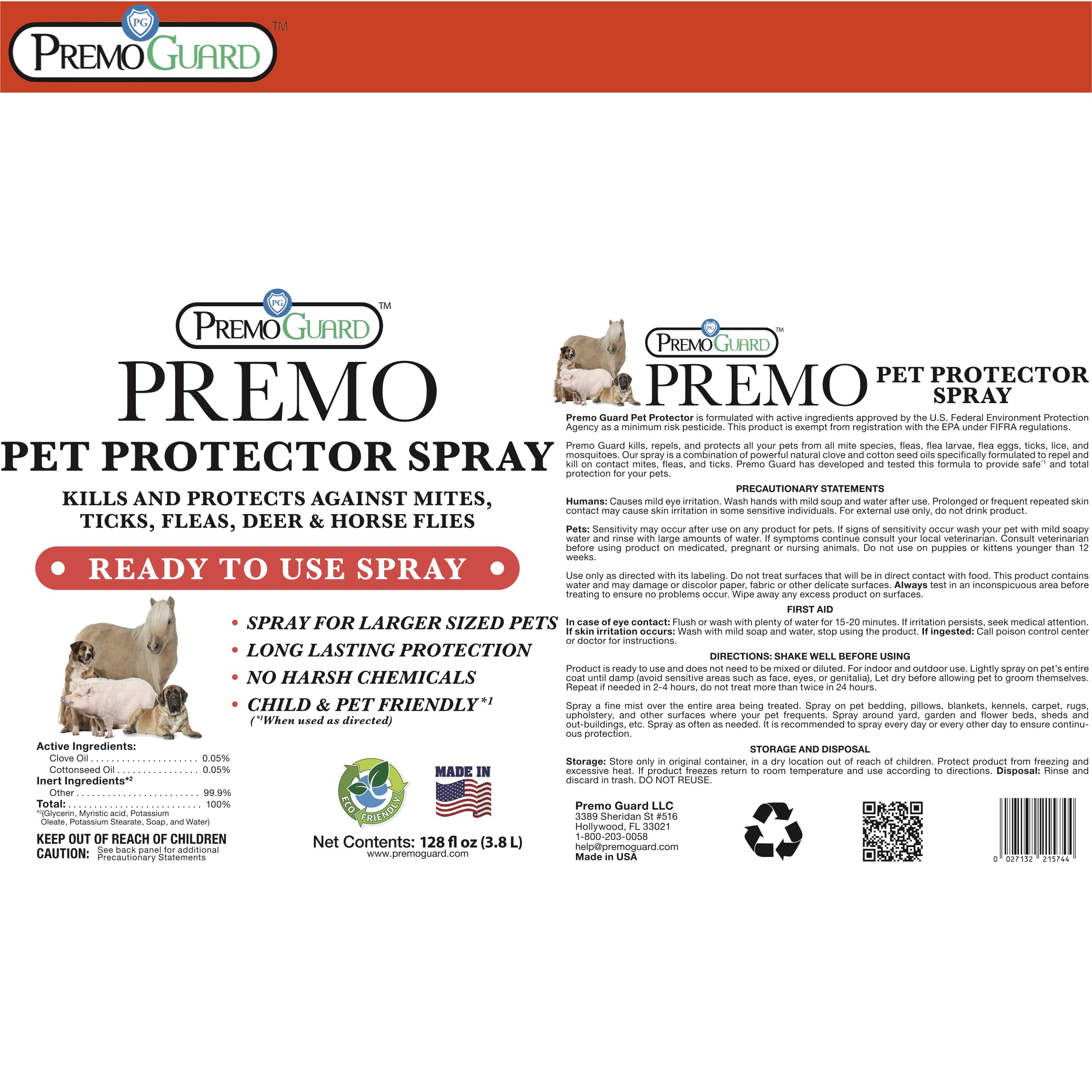 Premo Guard Spray utilisé sur la literie animale sans taches.