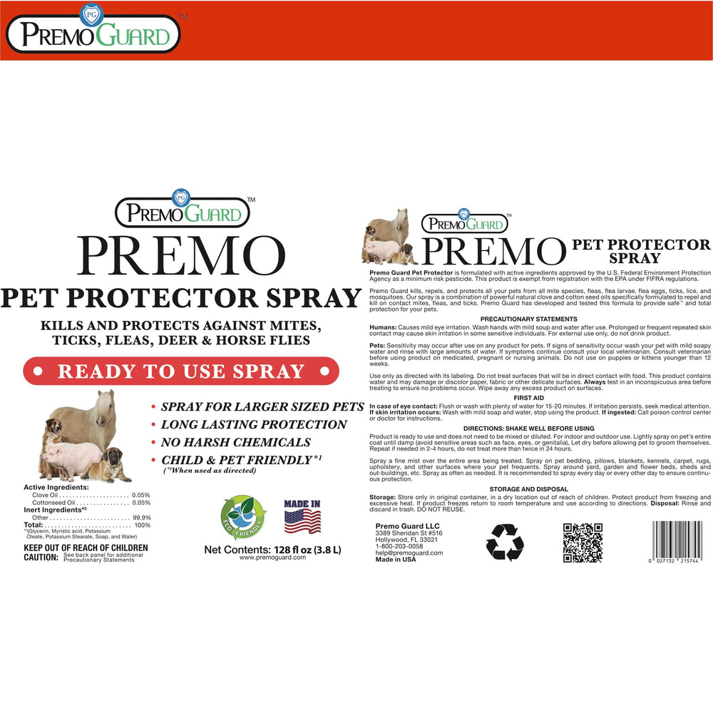 Premo Guard Spray utilisé sur la literie animale sans taches.