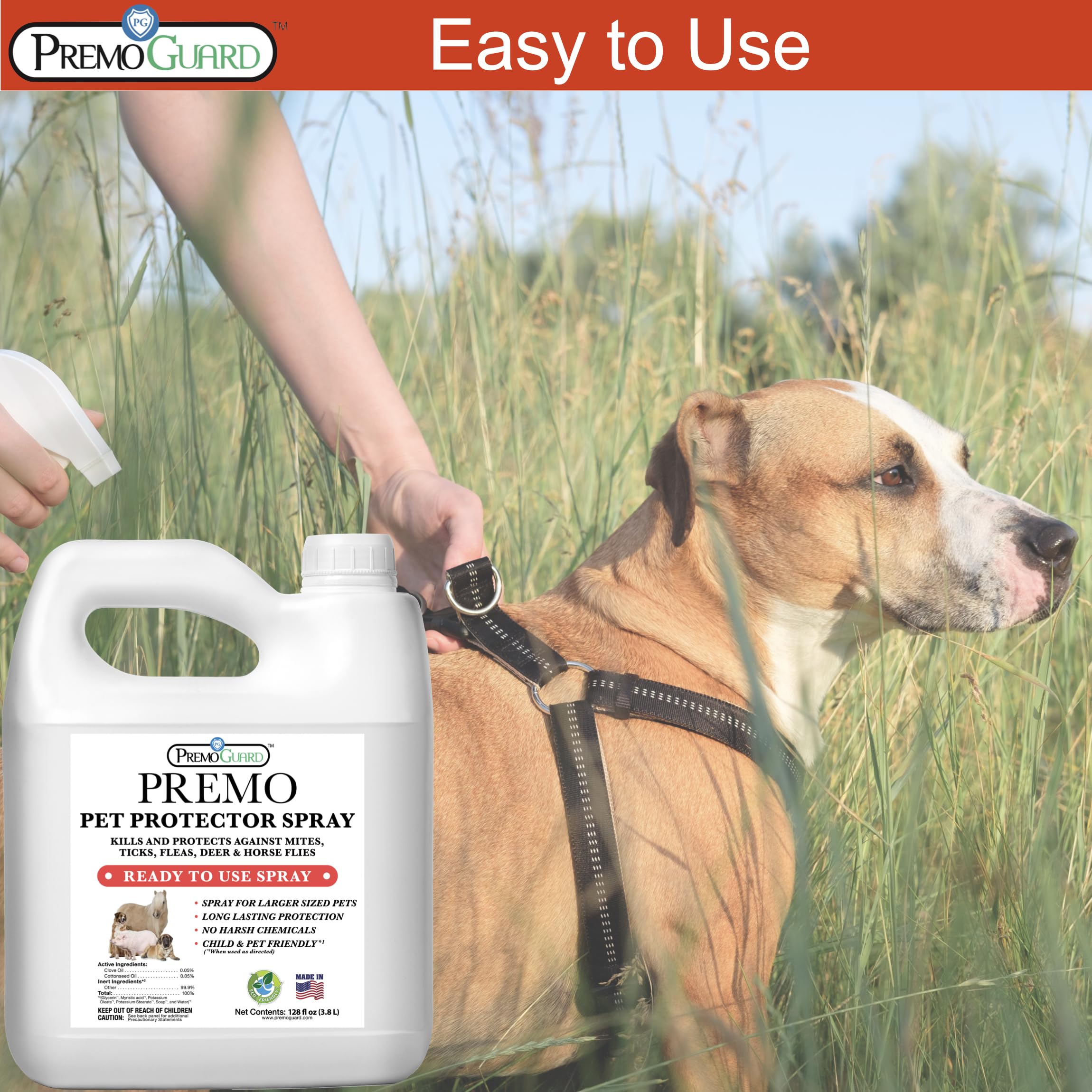 Premo Guard Spray sur tapis et meubles pour usage intérieur et extérieur.