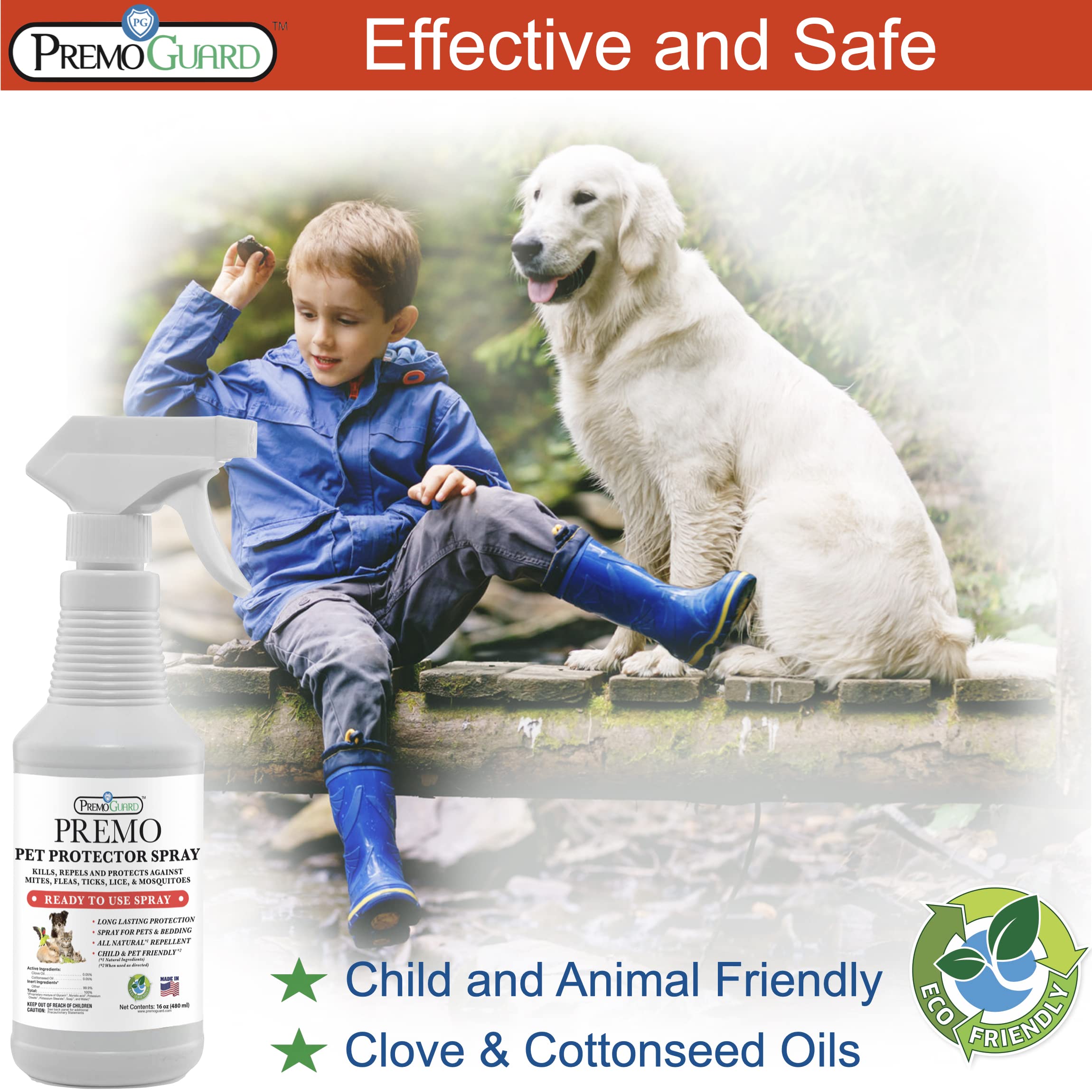 Premo Guard application sur pelage des chiens et chats, soin doux.