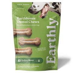 Presidio Earthbones emballage, friandise dentaire pour chiens, soutien des dents.