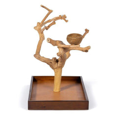 Prevue Hendryx Coffeawood Java Tree Minis — bol alimentaire et œillets pour accrocher des jouets.