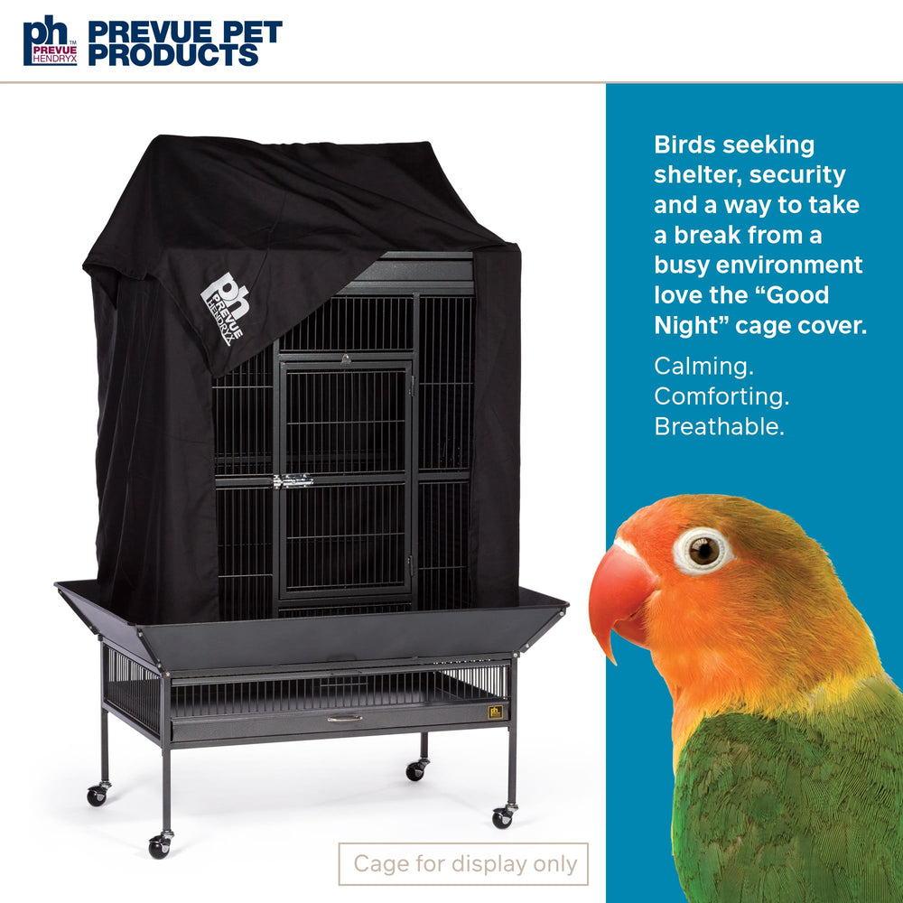 Couverture Prevue Hendryx pour cage moyen-large, noir, repos calme et ventilation douce.