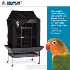 Couverture Prevue Hendryx pour cage moyen-large, noir, repos calme et ventilation douce.