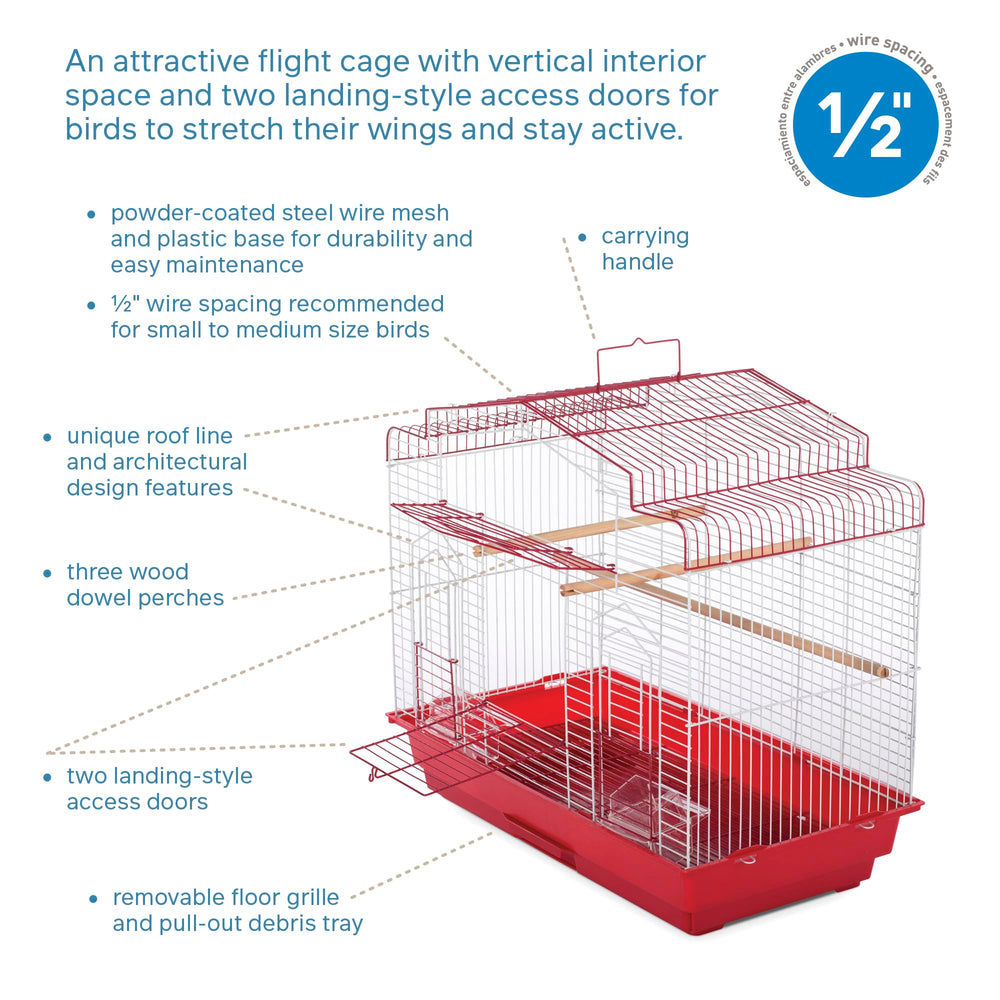 Conçue pour perruches et cockatiels, espace adapté.