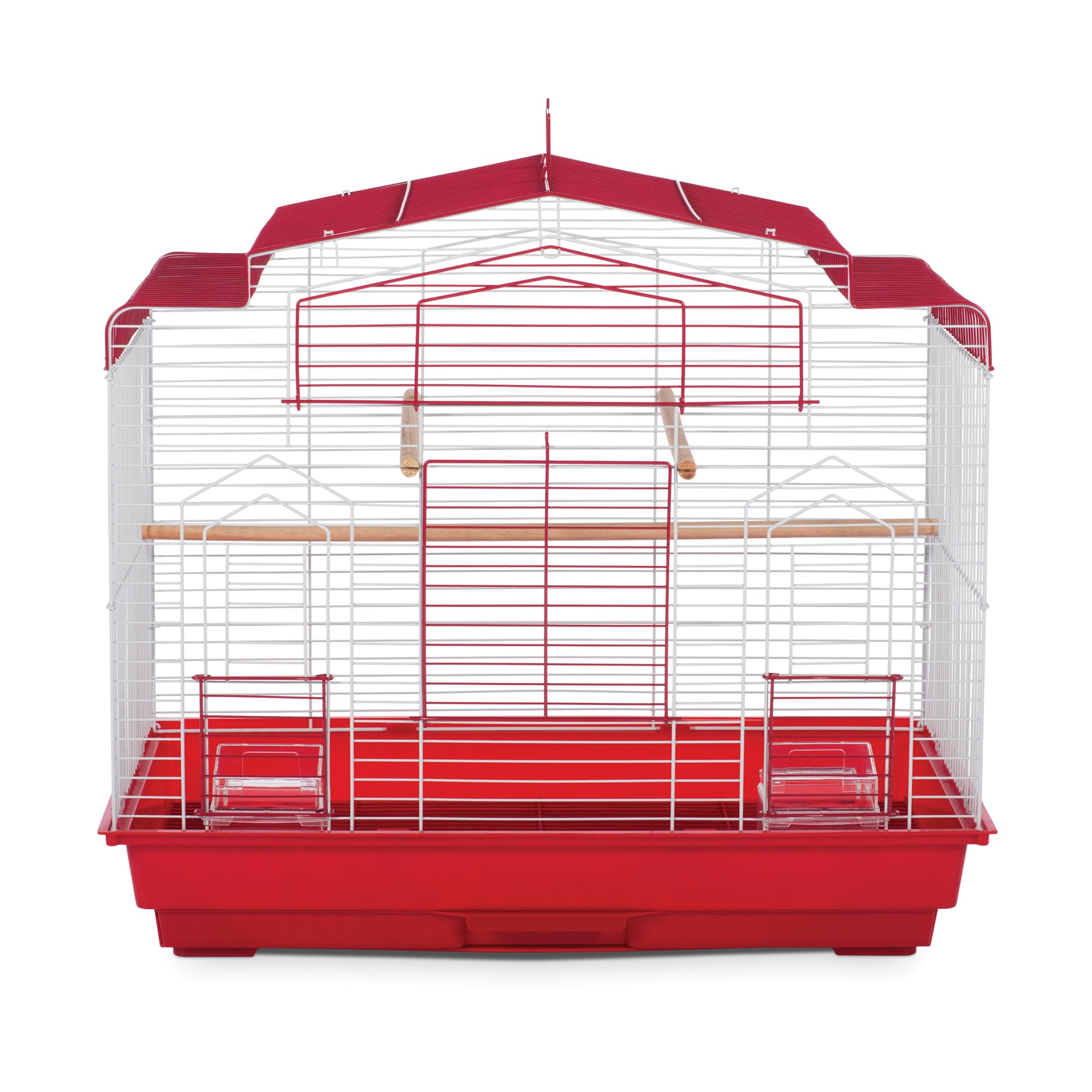 Cage Prevue Pet Barn Style rouge, idéale pour oiseaux domestiques en intérieur.