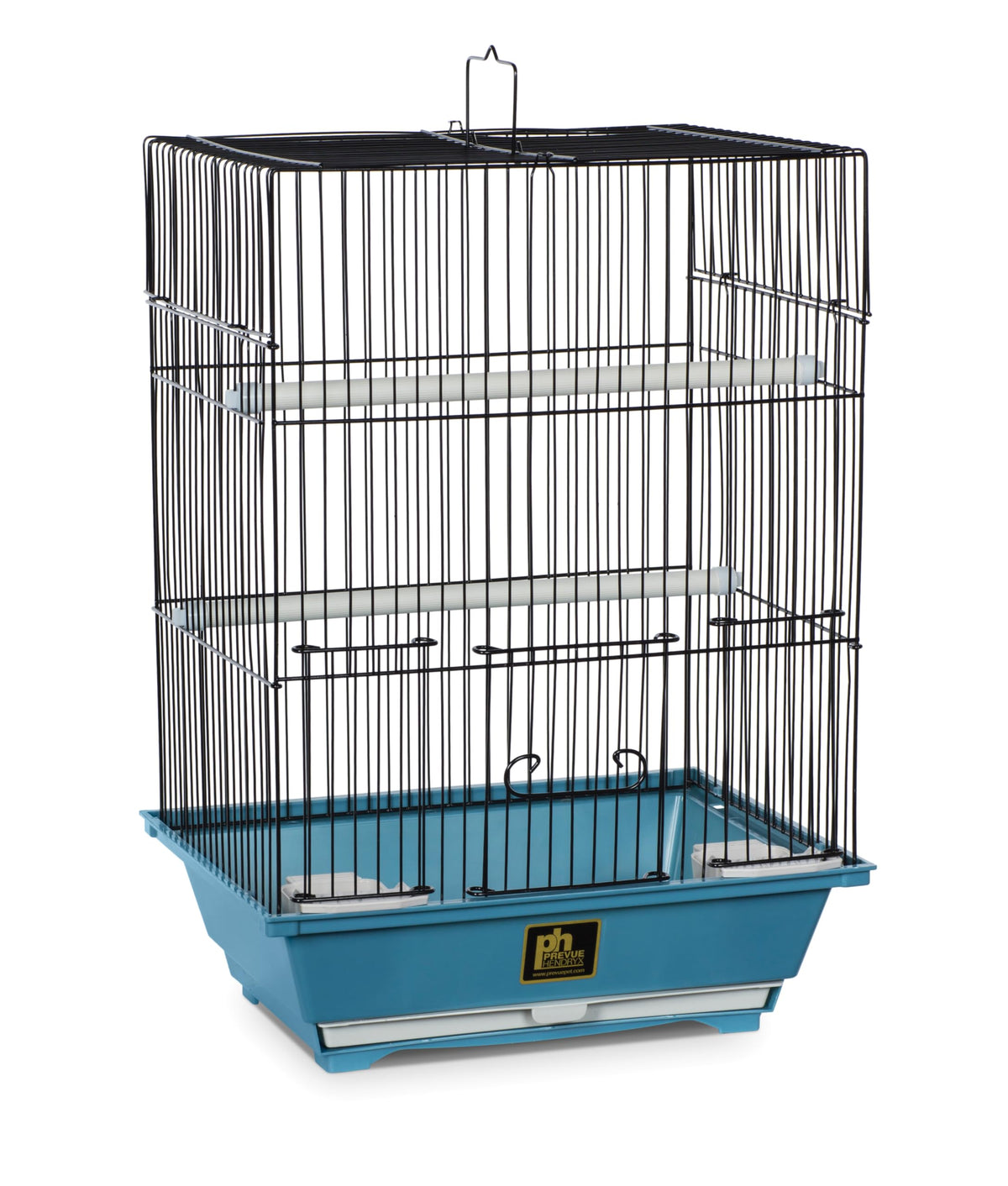 Cage Prevue Pet en bleu slate, portable et idéale pour voyages des petits oiseaux.
