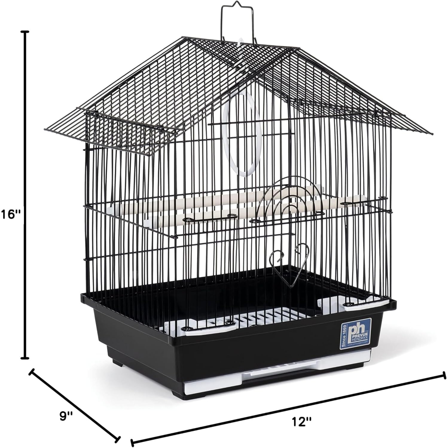 Vue intérieure du Parakeet Manor montrant l’espacement 3/8 pouce et la ventilation.
