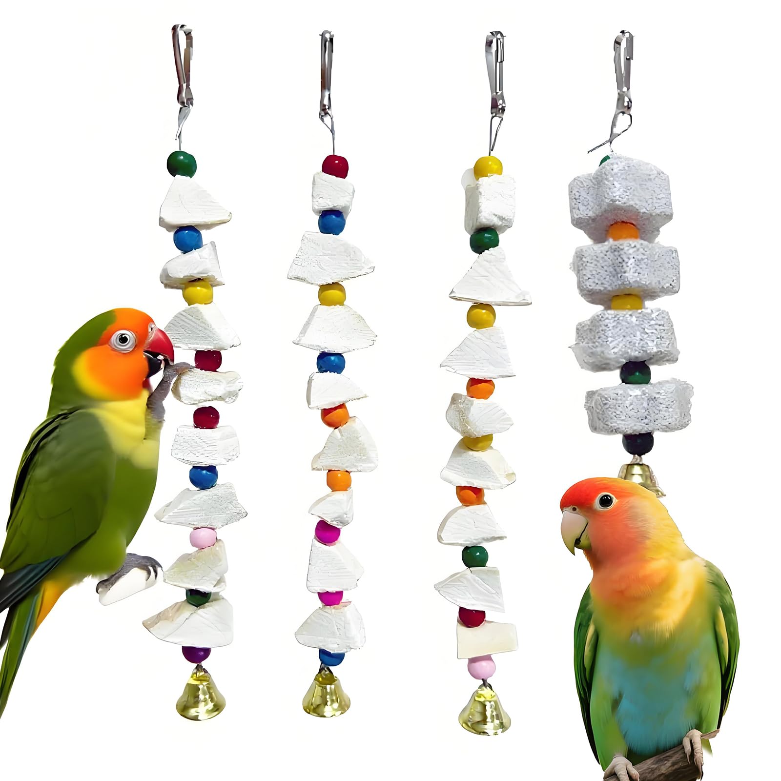 Jouets PRFOKEY pour perroquet – ensemble 4 pièces, stimulation et divertissement durable.