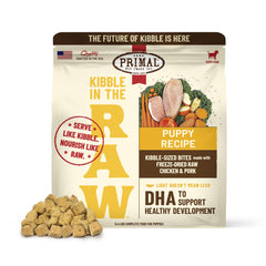 Primal Kibble dans le Cru — sac pratique et prêt à servir sans préparation.